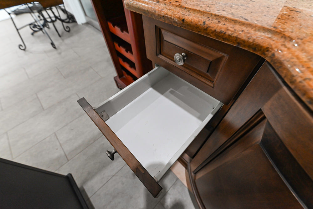 Brown Maple 64" Curved Front Vanity with Countertop, Sink and Faucet