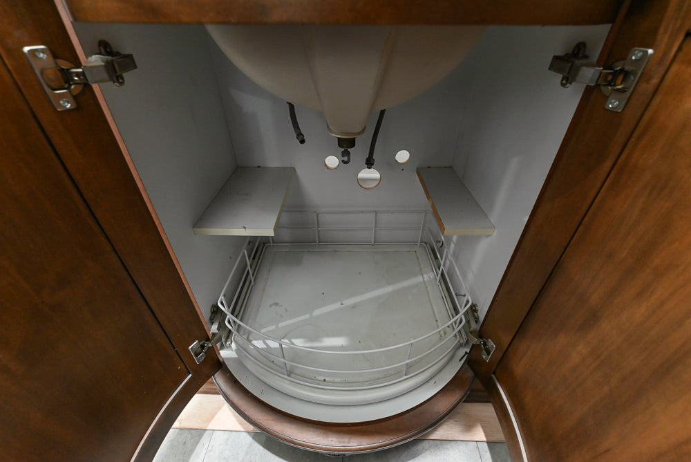 Brown Maple 64" Curved Front Vanity with Countertop, Sink and Faucet