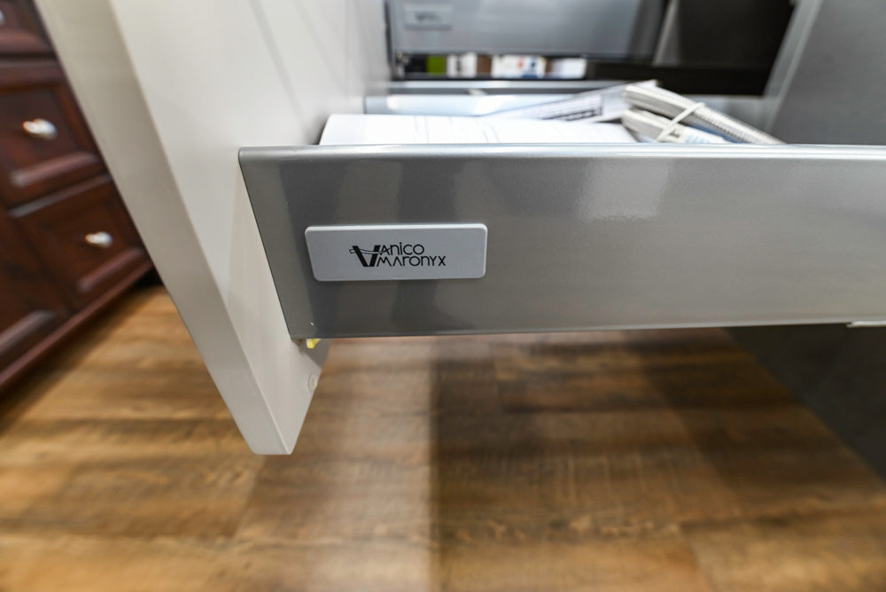 Vanico Maronyx Grey High Gloss 33 3/4" Modern Floating Vanity with Countertop, Sink and Faucet