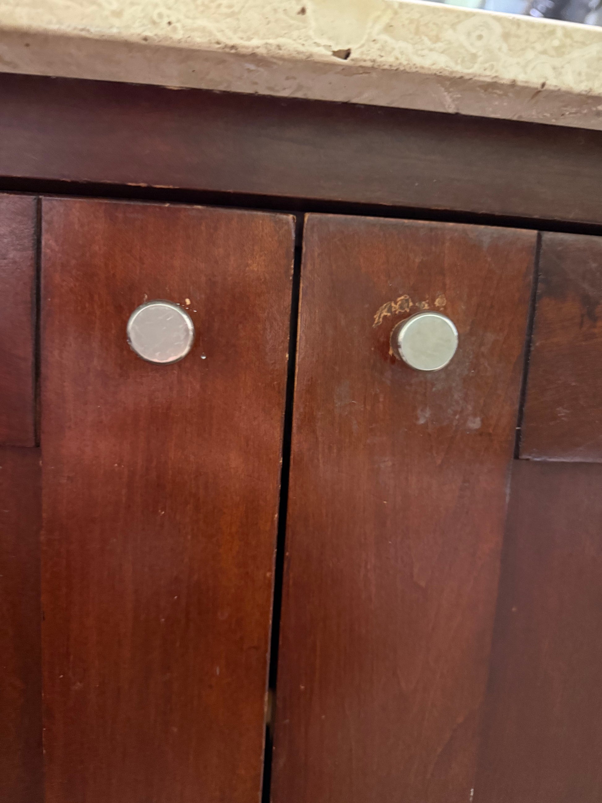 Traditional 37" Cherry Wood Single Vanity with Stone Top, Sink and Faucet