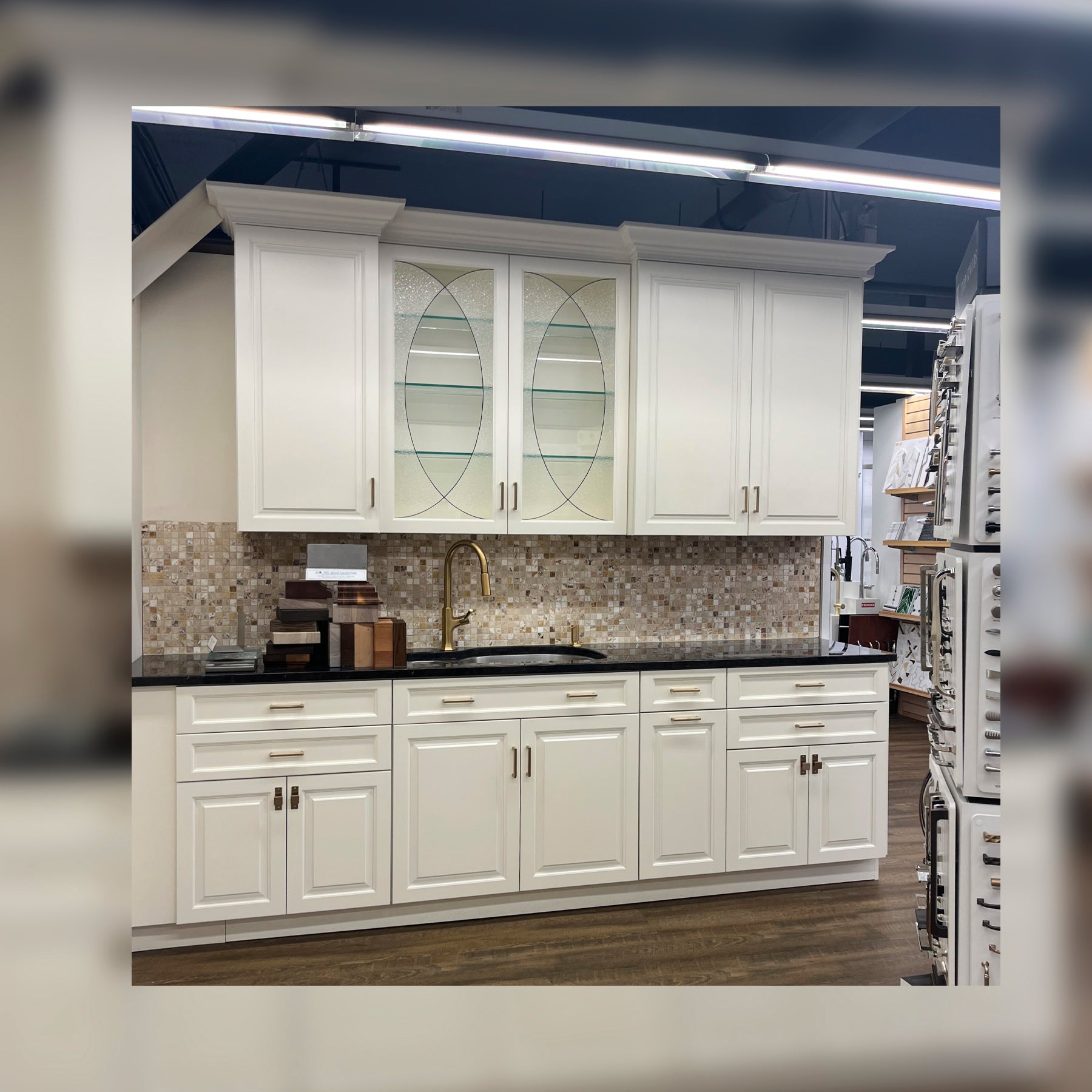 Plain & Fancy Buttercream Pantry Wall with Sink and Faucet