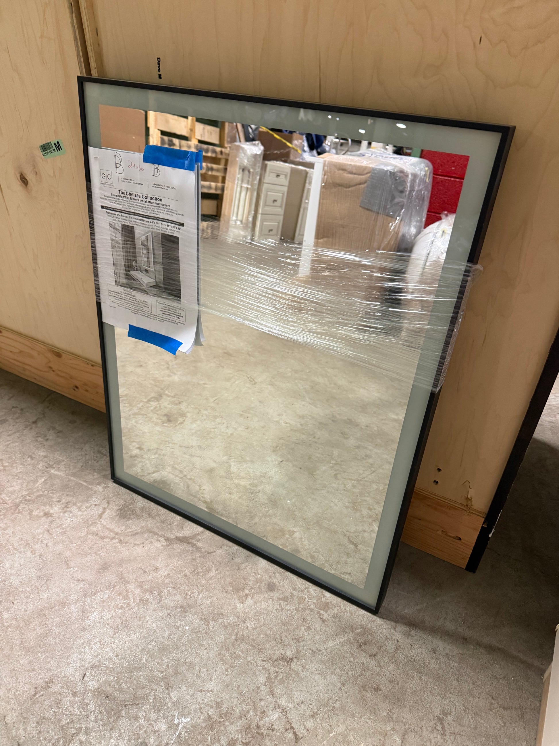 GlassCrafters Chelsea Collection 24" x 30" Illuminated Black Framed Bathroom Wall Mirror