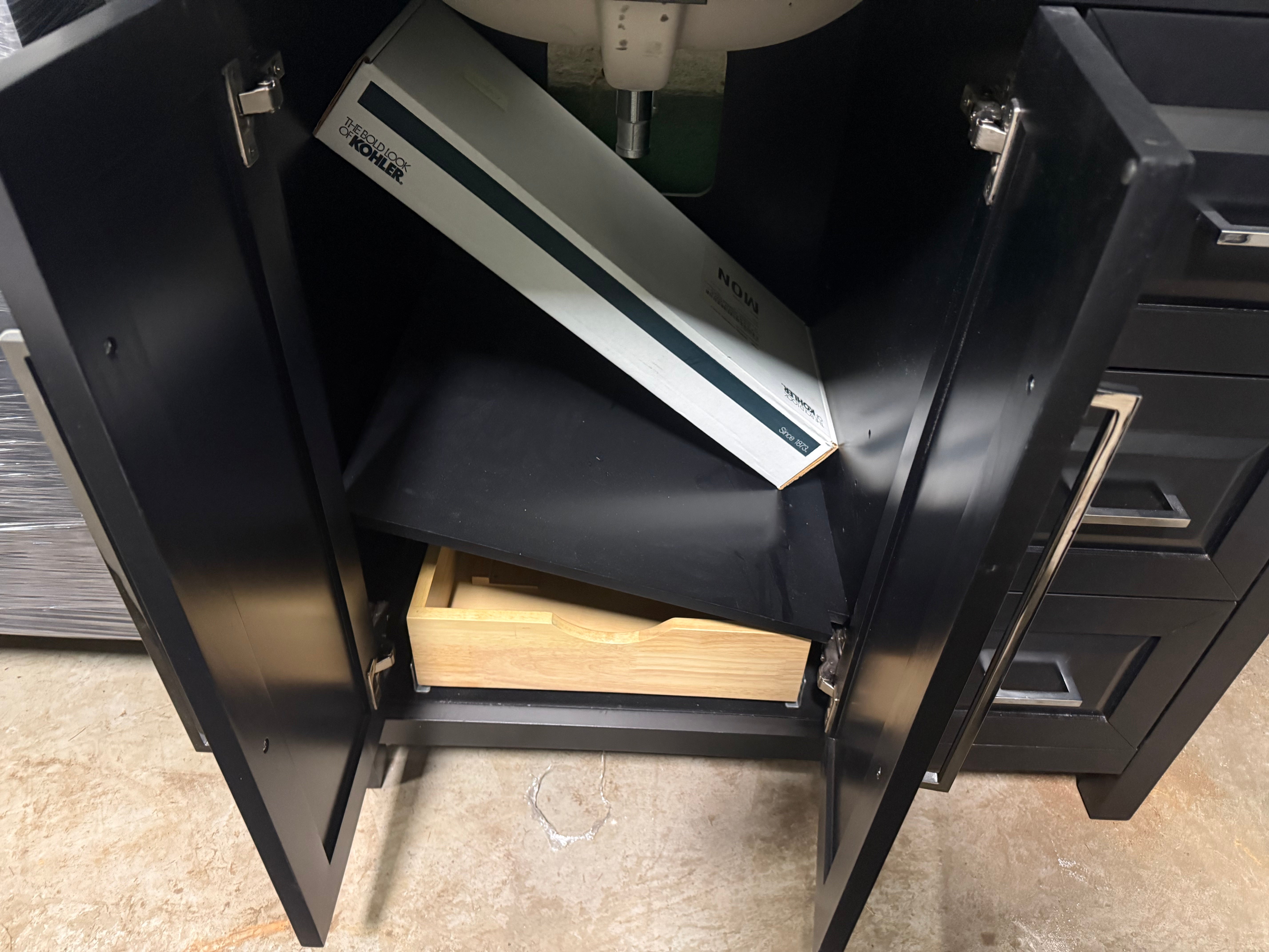 Matte Black 37" Freestanding Single Vanity with Top, Sink and Faucet