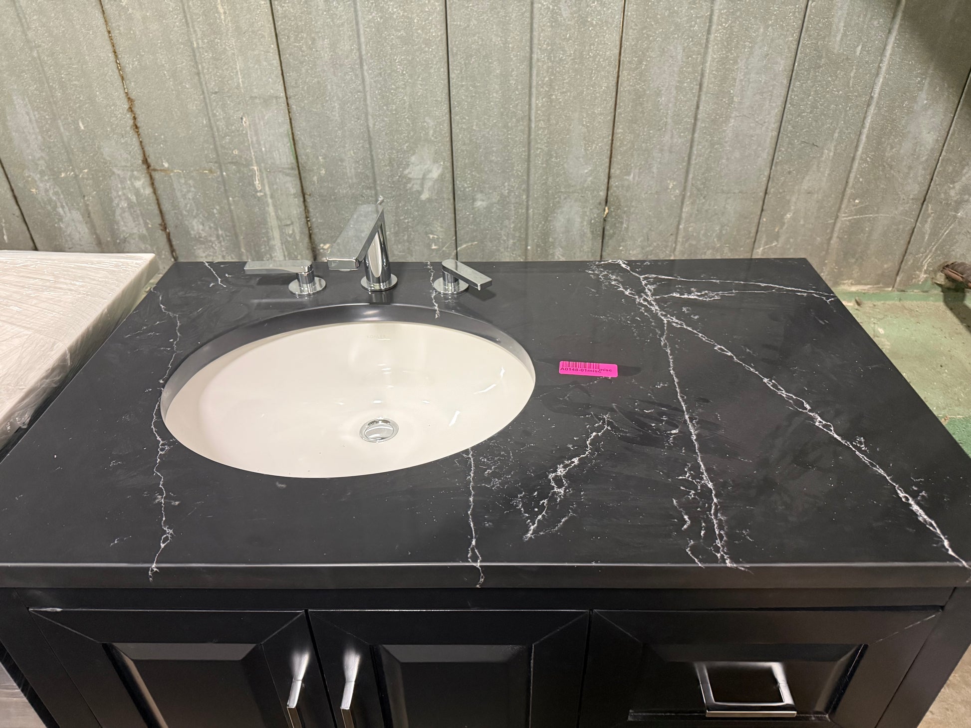 Matte Black 37" Freestanding Single Vanity with Top, Sink and Faucet
