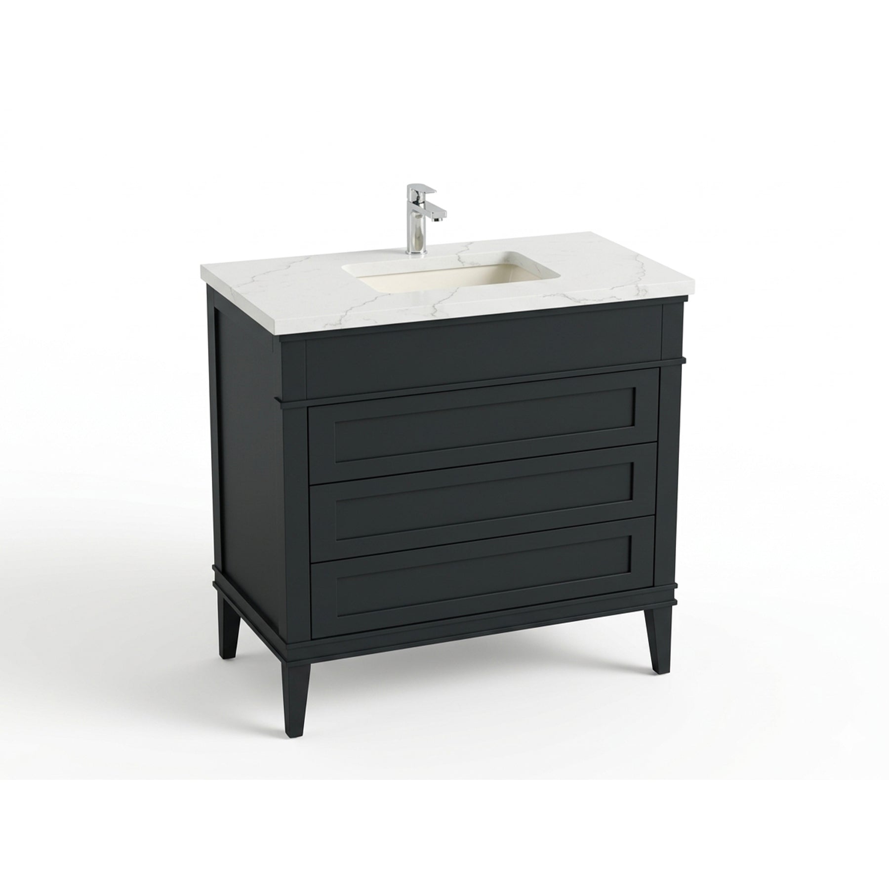 Matte Black 37" Freestanding Single Vanity with Sink and Top 