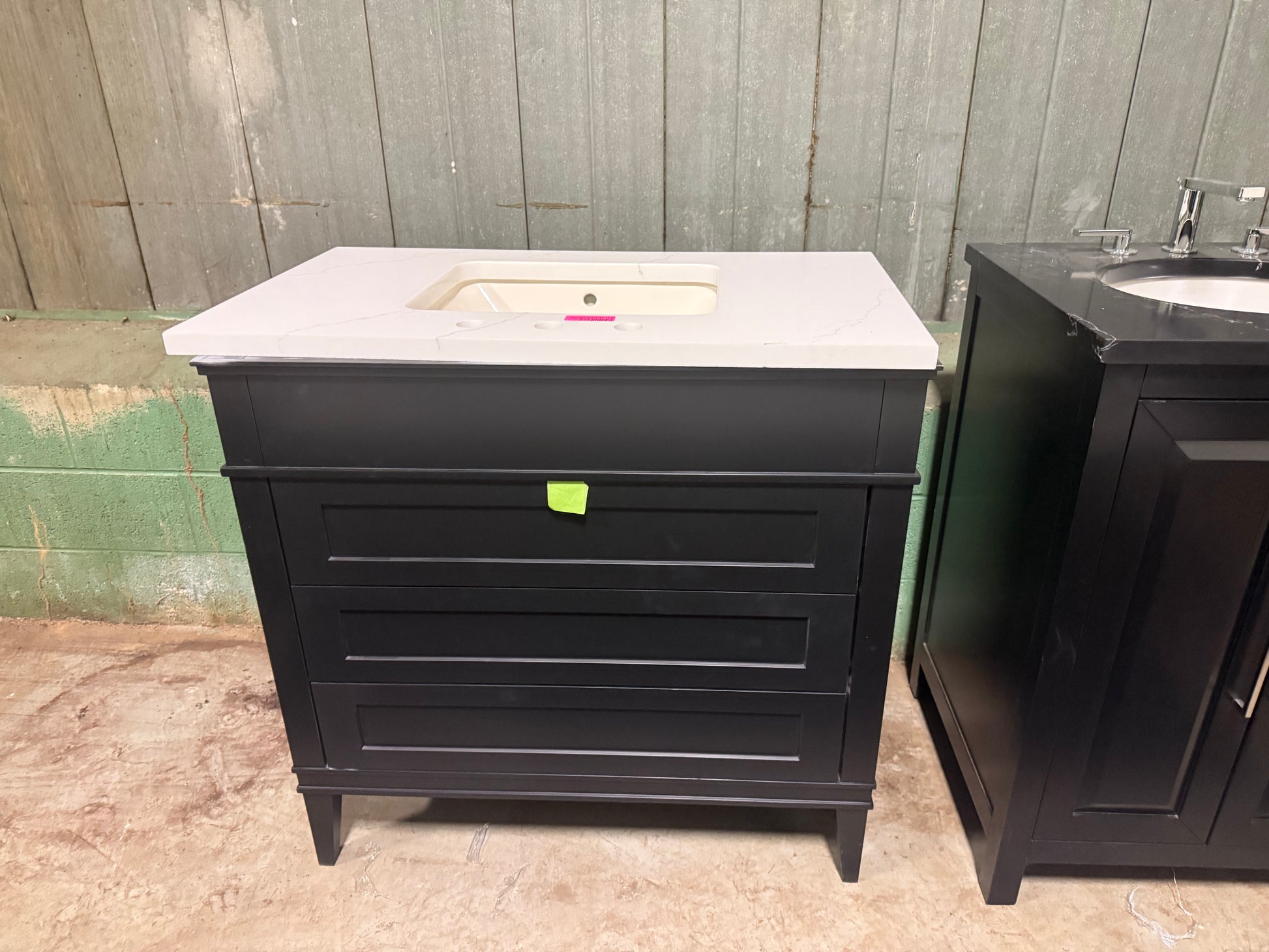 Matte Black 37" Freestanding Single Vanity with Sink and Top 