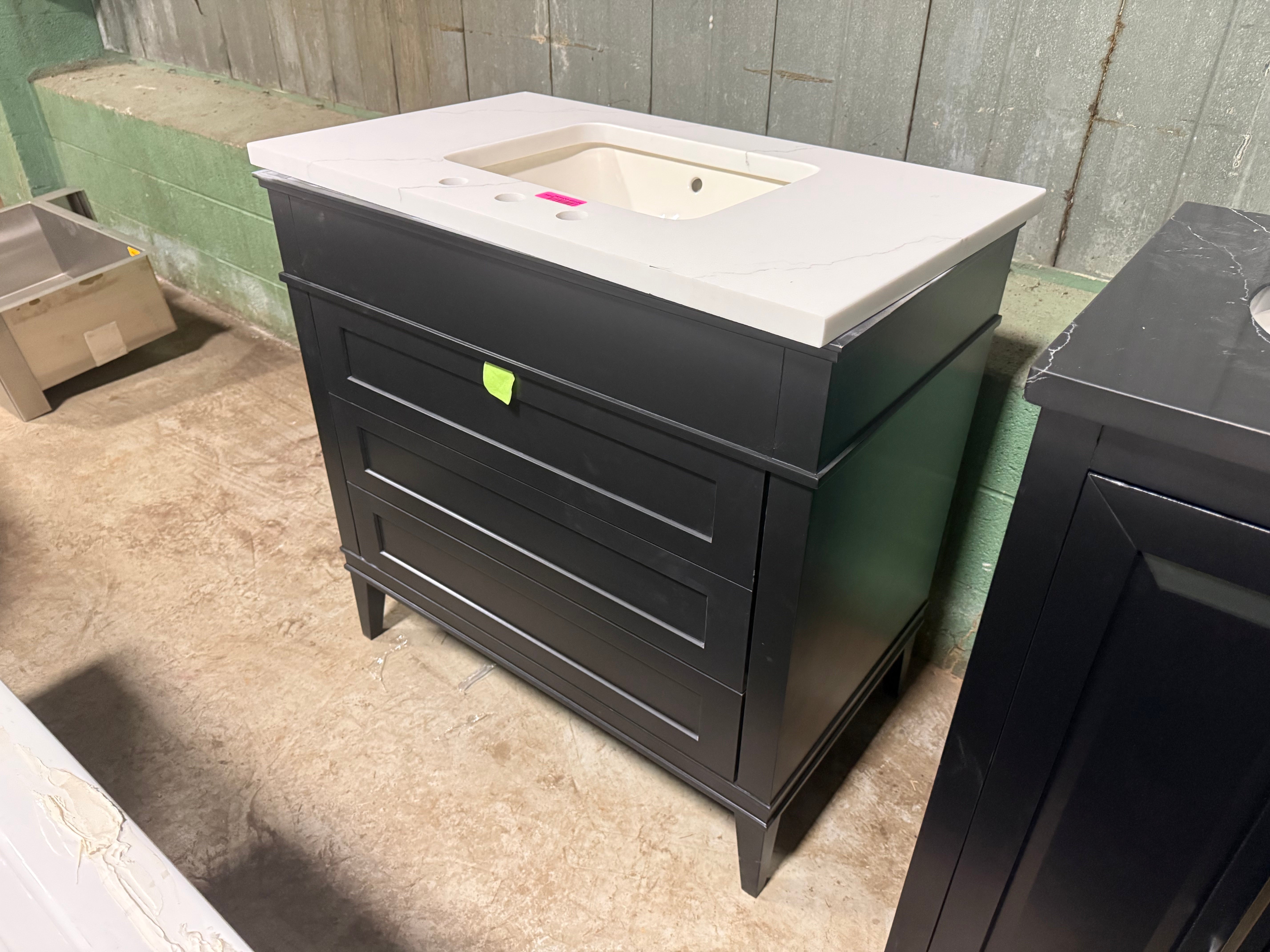 Matte Black 37" Freestanding Single Vanity with Sink and Top 