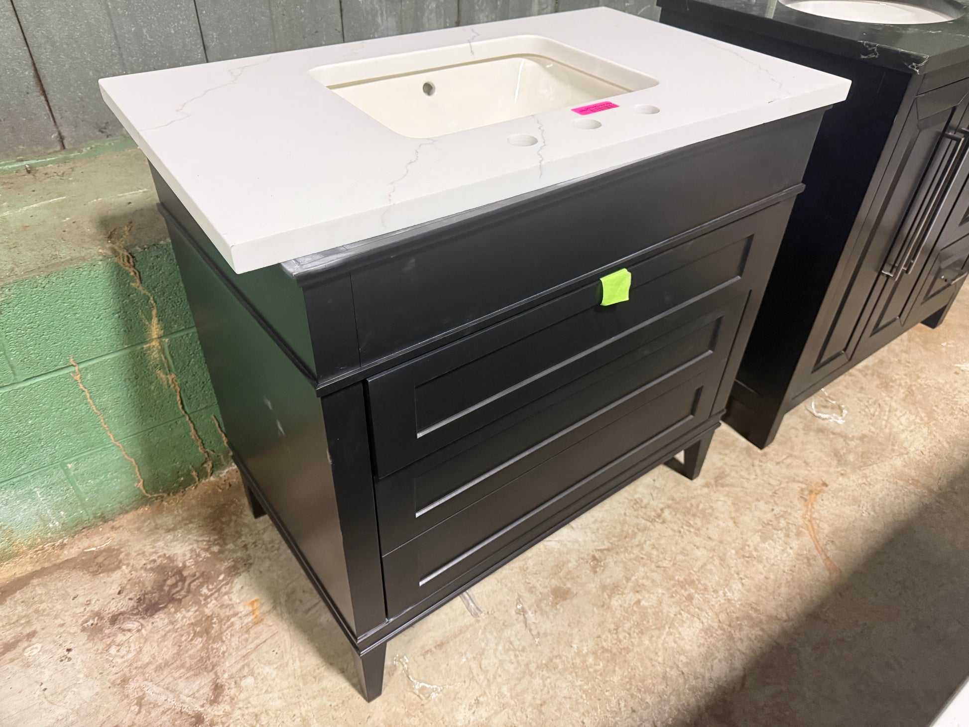 Matte Black 37" Freestanding Single Vanity with Sink and Top 