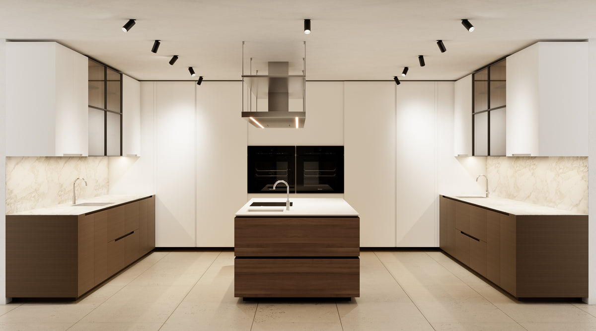 Poliform Phoenix & Artex Kitchen | Canaletto Walnut & Miele Appliances