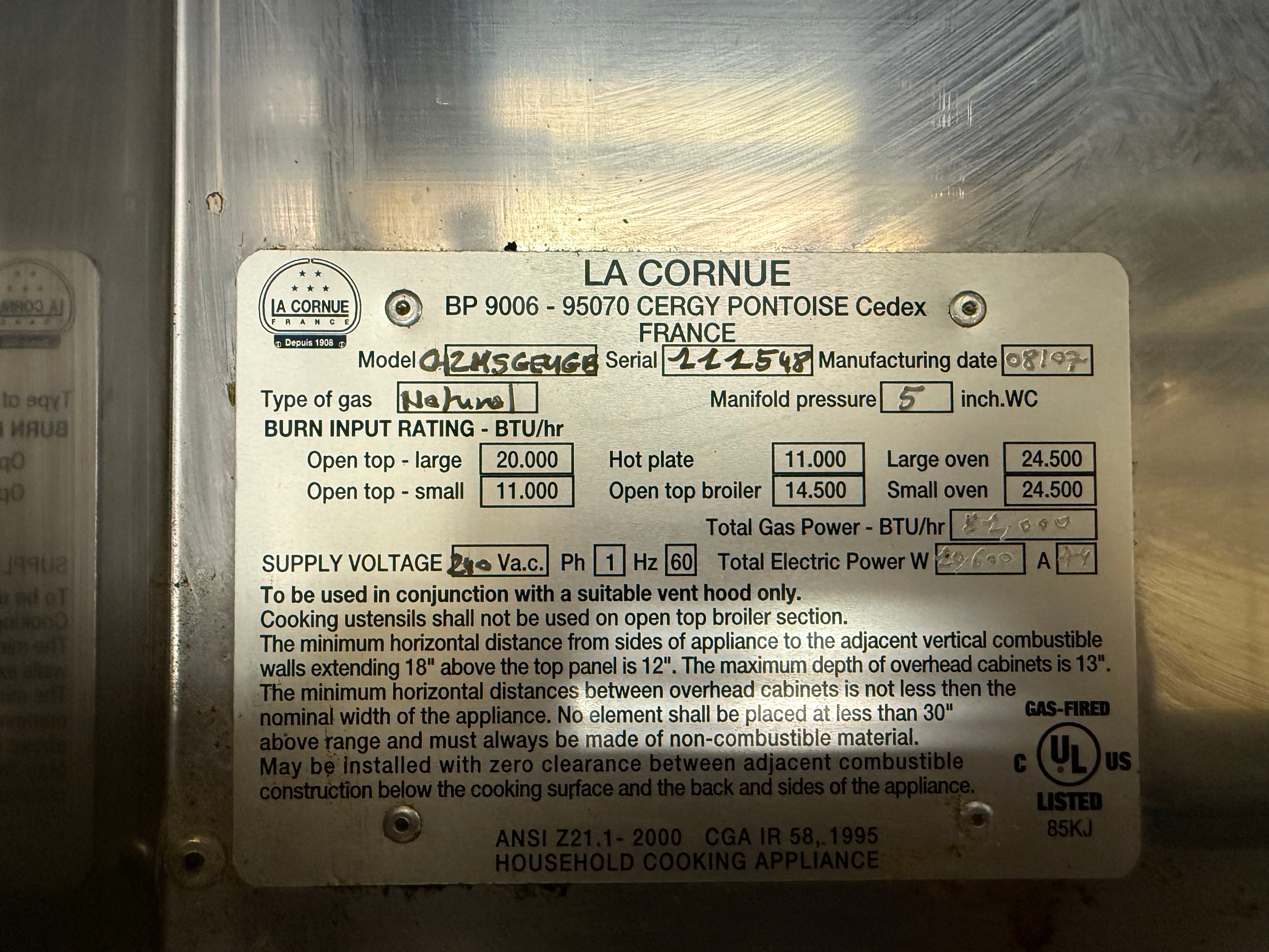 La Cornue Chateau 120 47" Black Dual Fuel Range, 2007