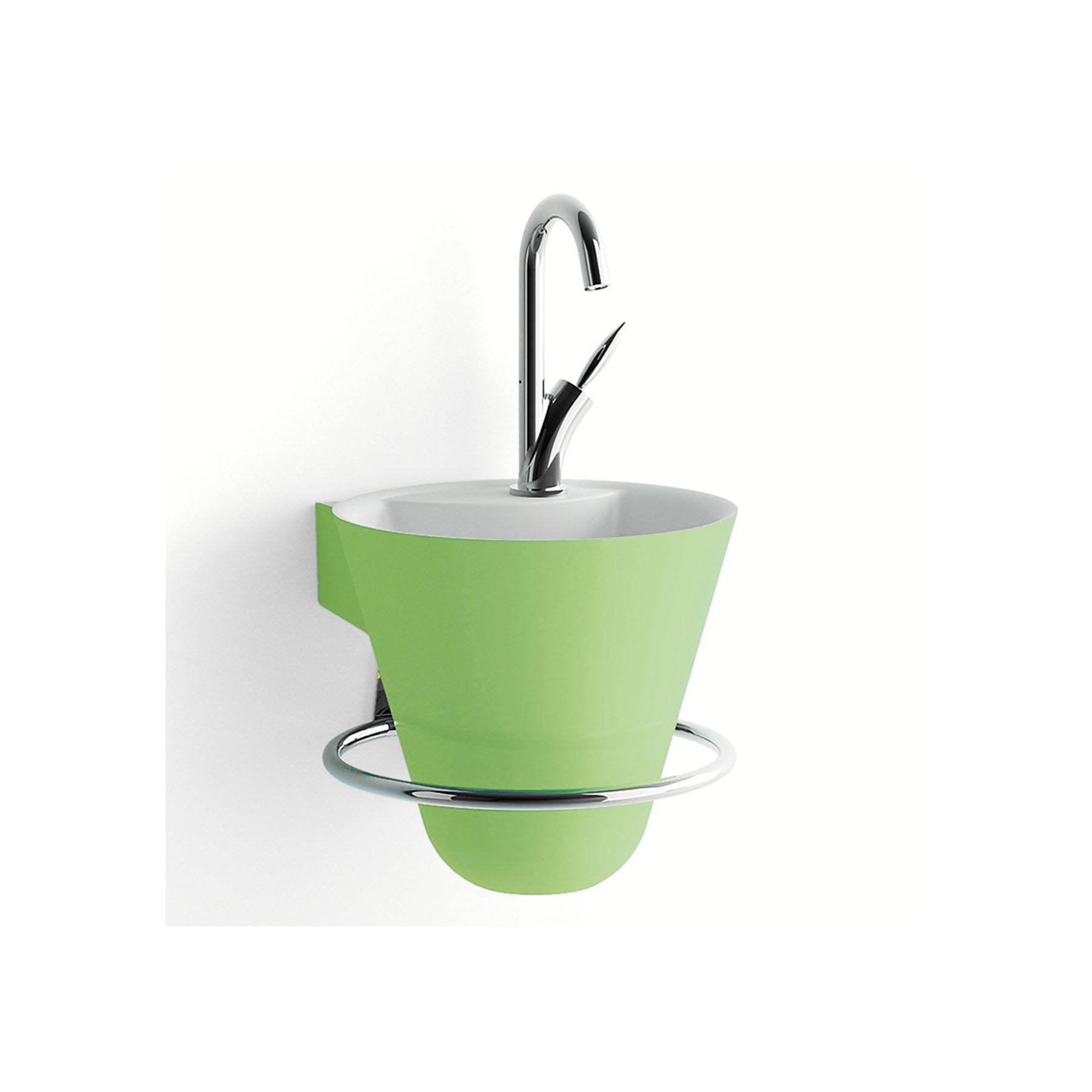 Decotec Cône 12" Lacquered Bamboo Wall Mount Handwash Basin with Towel Bar