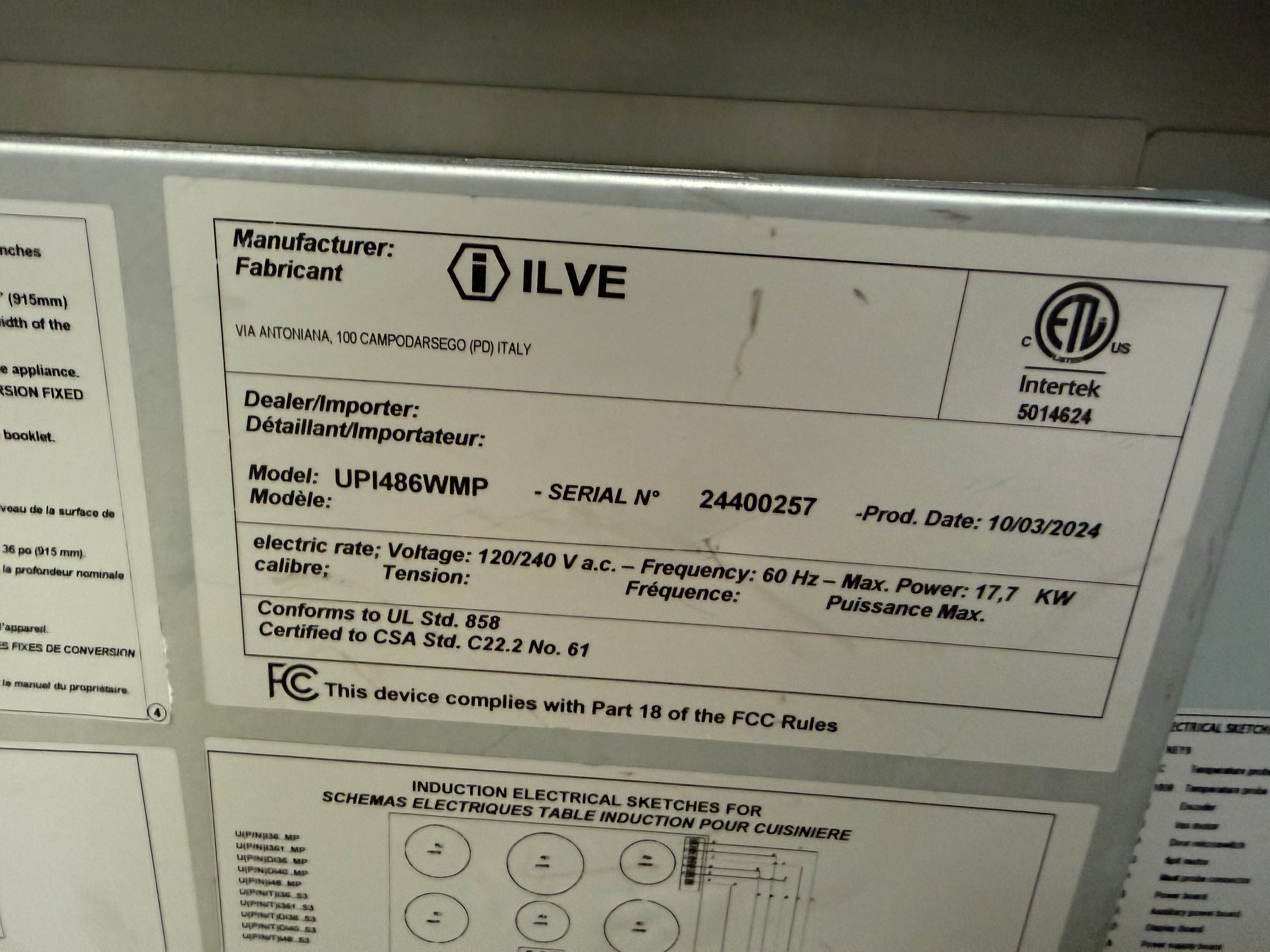 Ilve Professional UPI486WMPSS 48" Stainless Steel Induction Range