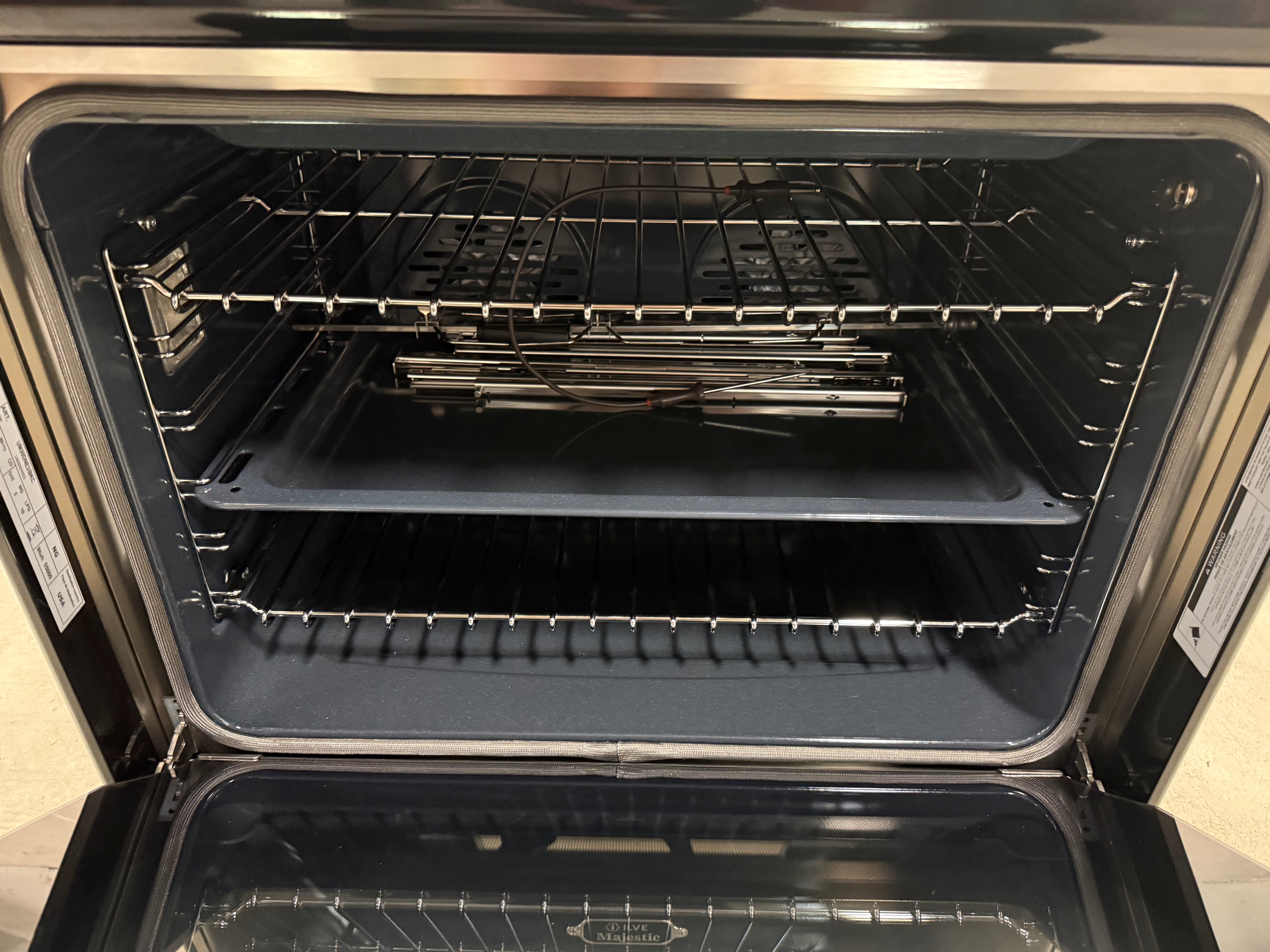 Ilve Majestic UM30DNE3BKC 30" Glossy Black Dual Fuel Range with Chrome Trim