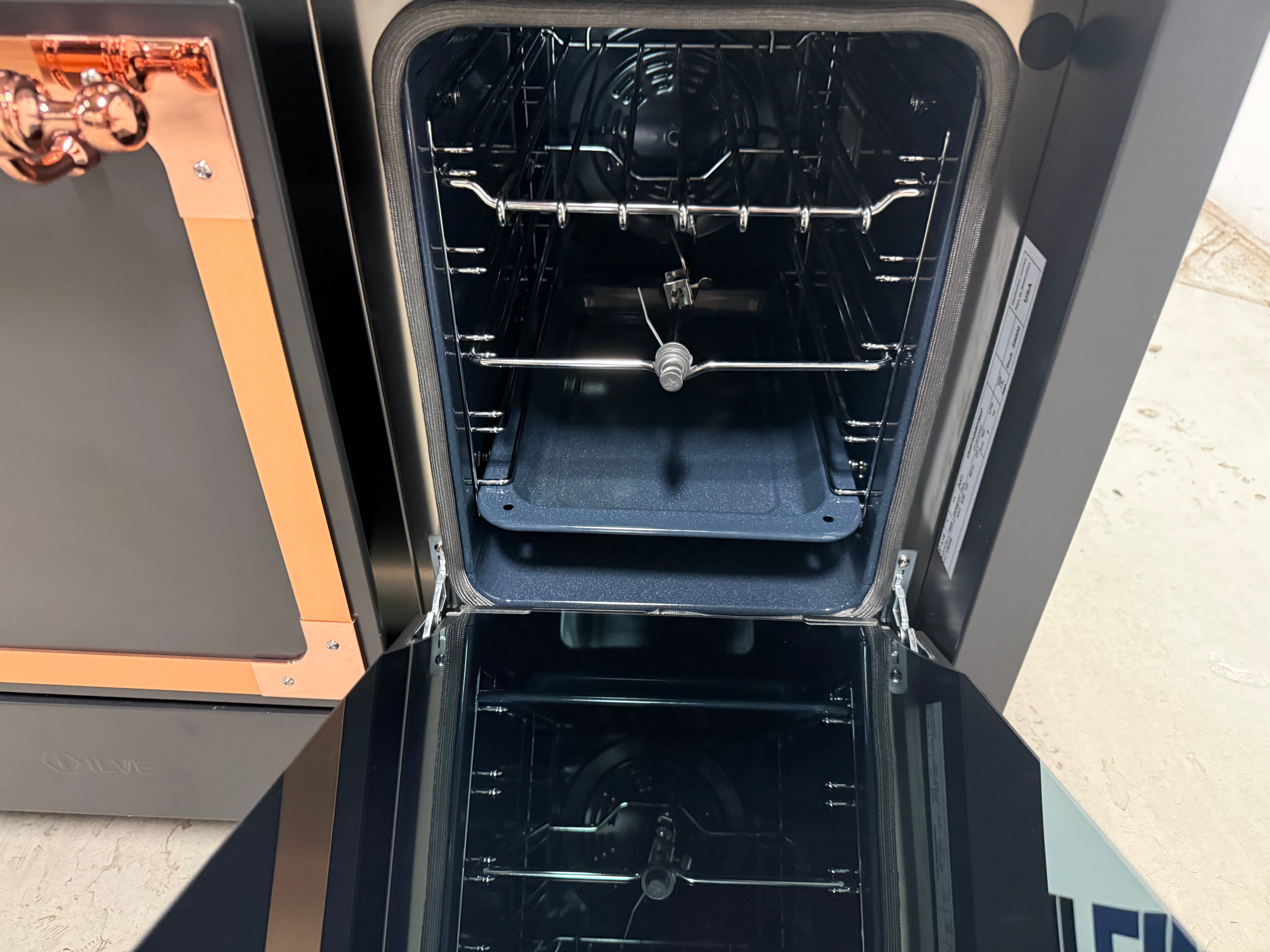 Ilve Nostalgie UN48FSQNMPMGP 48" Graphite Matte & Copper Dual Fuel Range