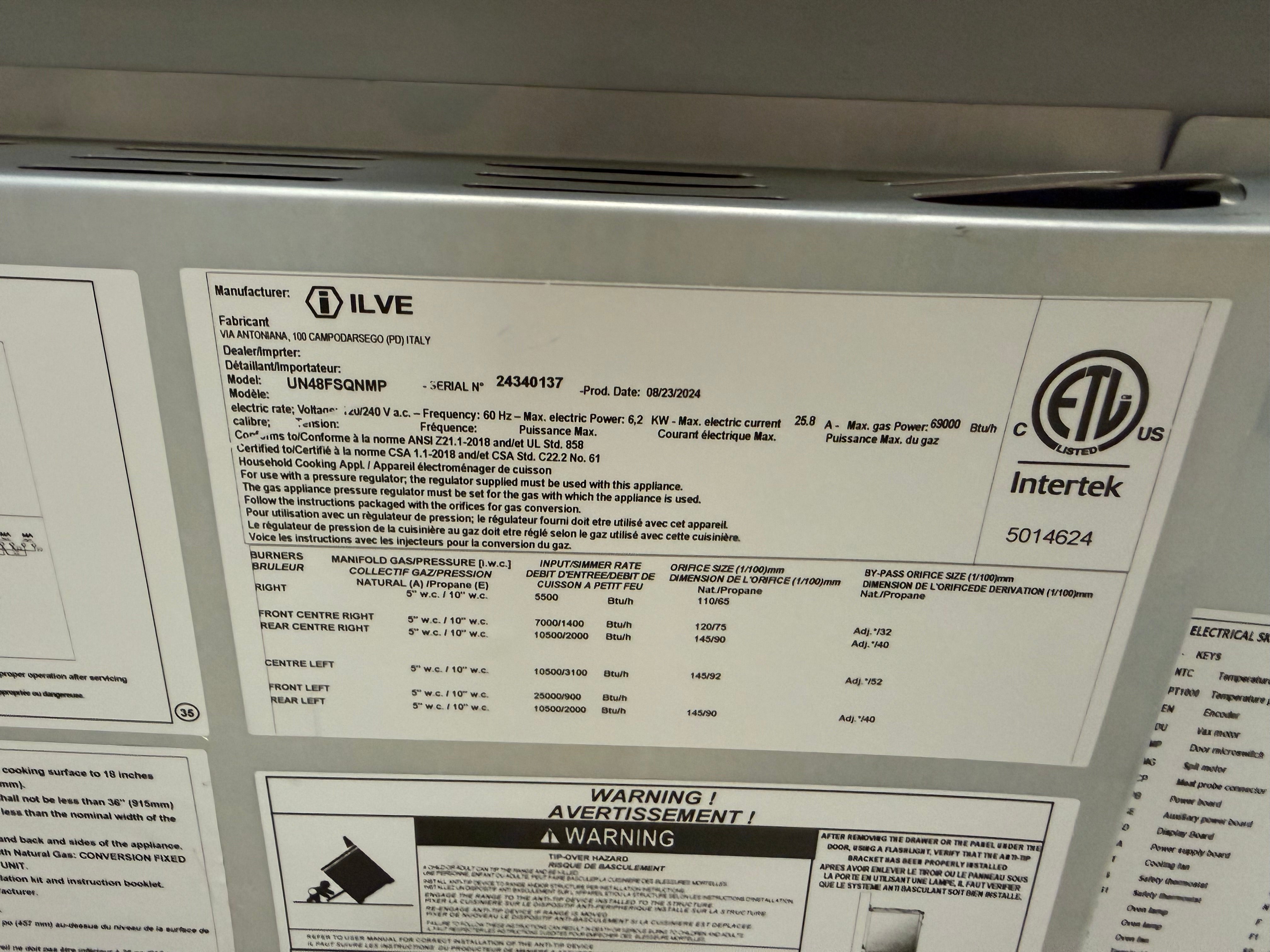 Ilve Nostalgie UN48FSQNMPMGP 48" Graphite Matte & Copper Dual Fuel Range