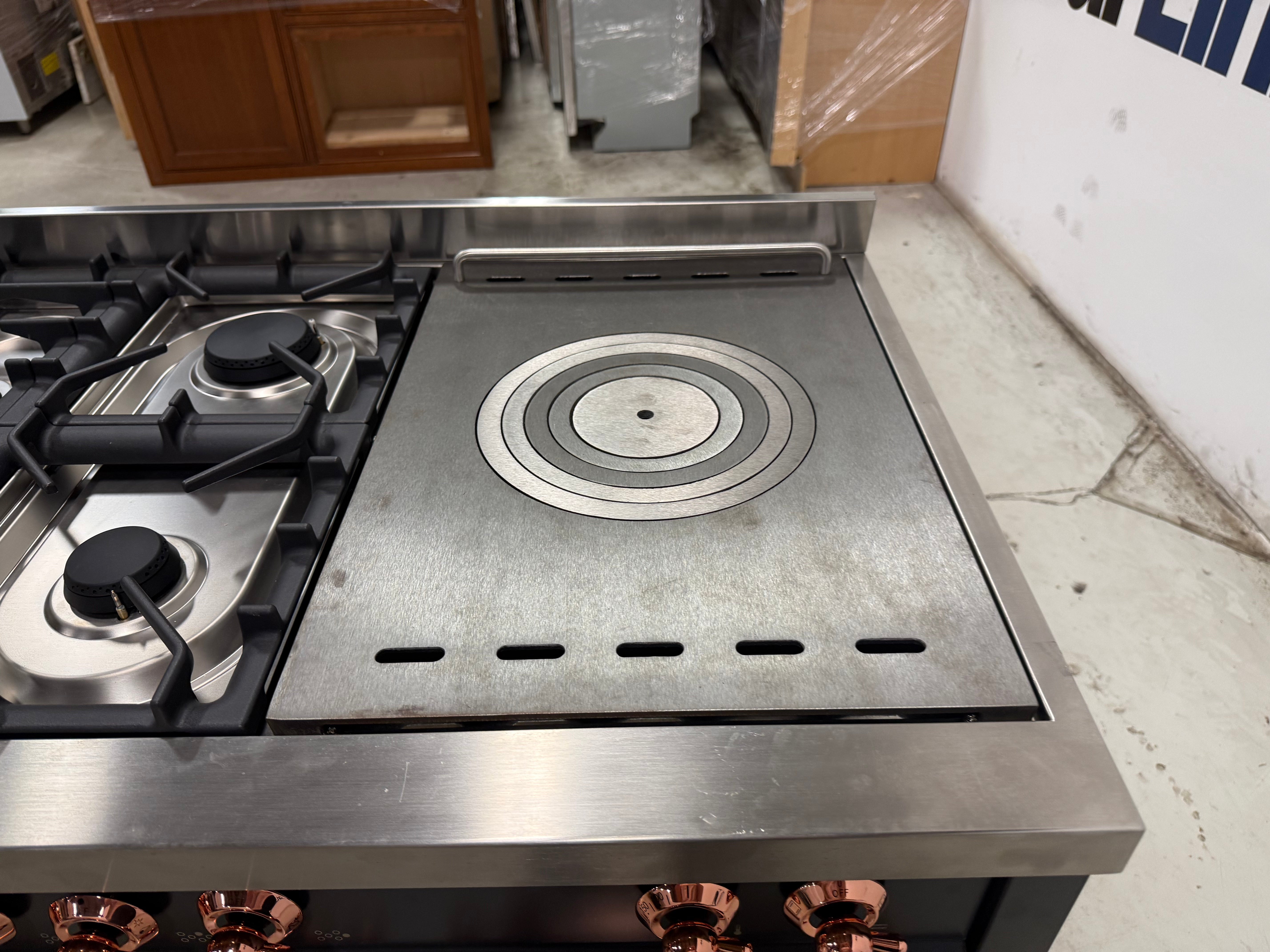 Ilve Nostalgie UN48FSQNMPMGP 48" Graphite Matte & Copper Dual Fuel Range