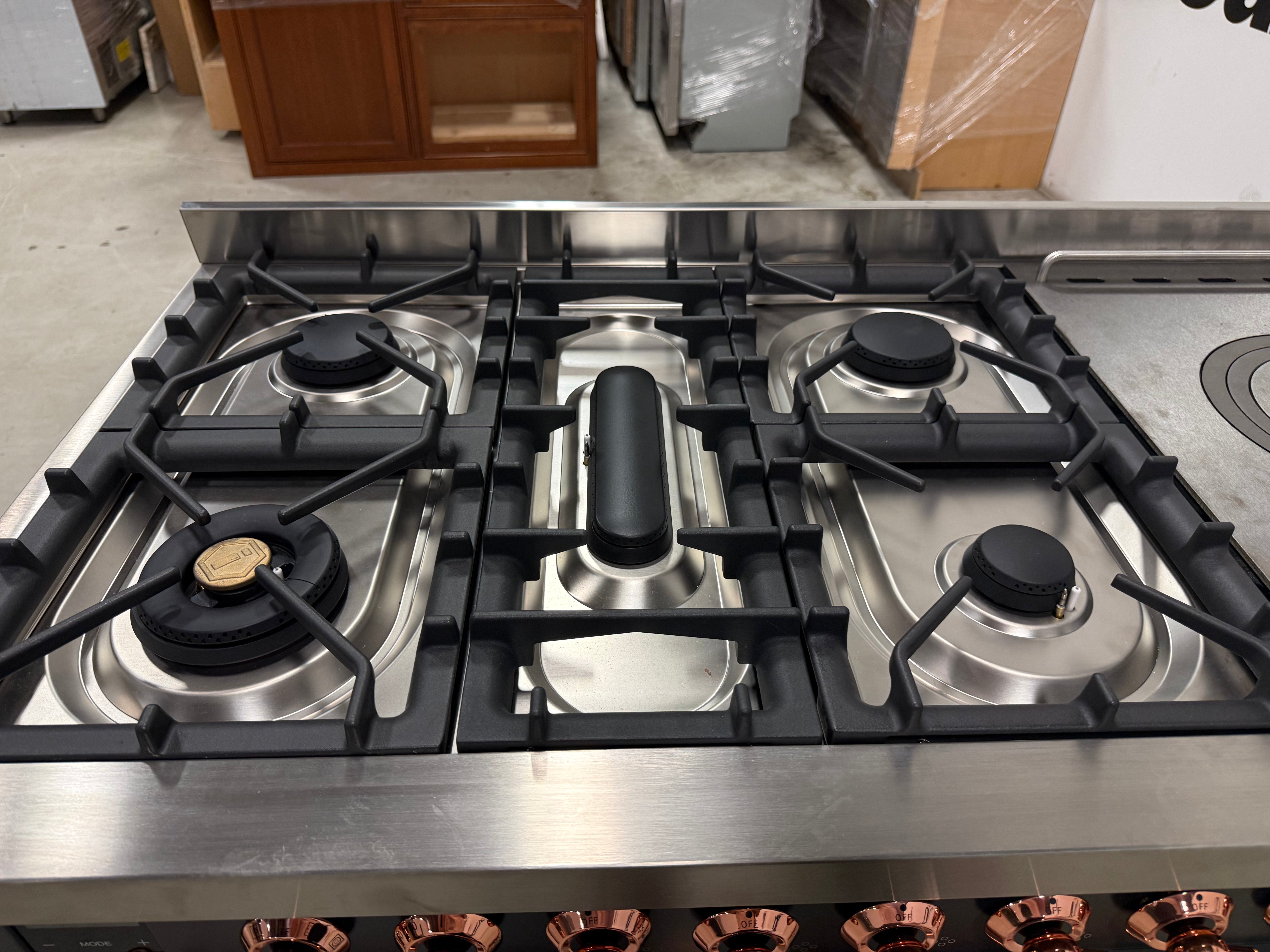 Ilve Nostalgie UN48FSQNMPMGP 48" Graphite Matte & Copper Dual Fuel Range
