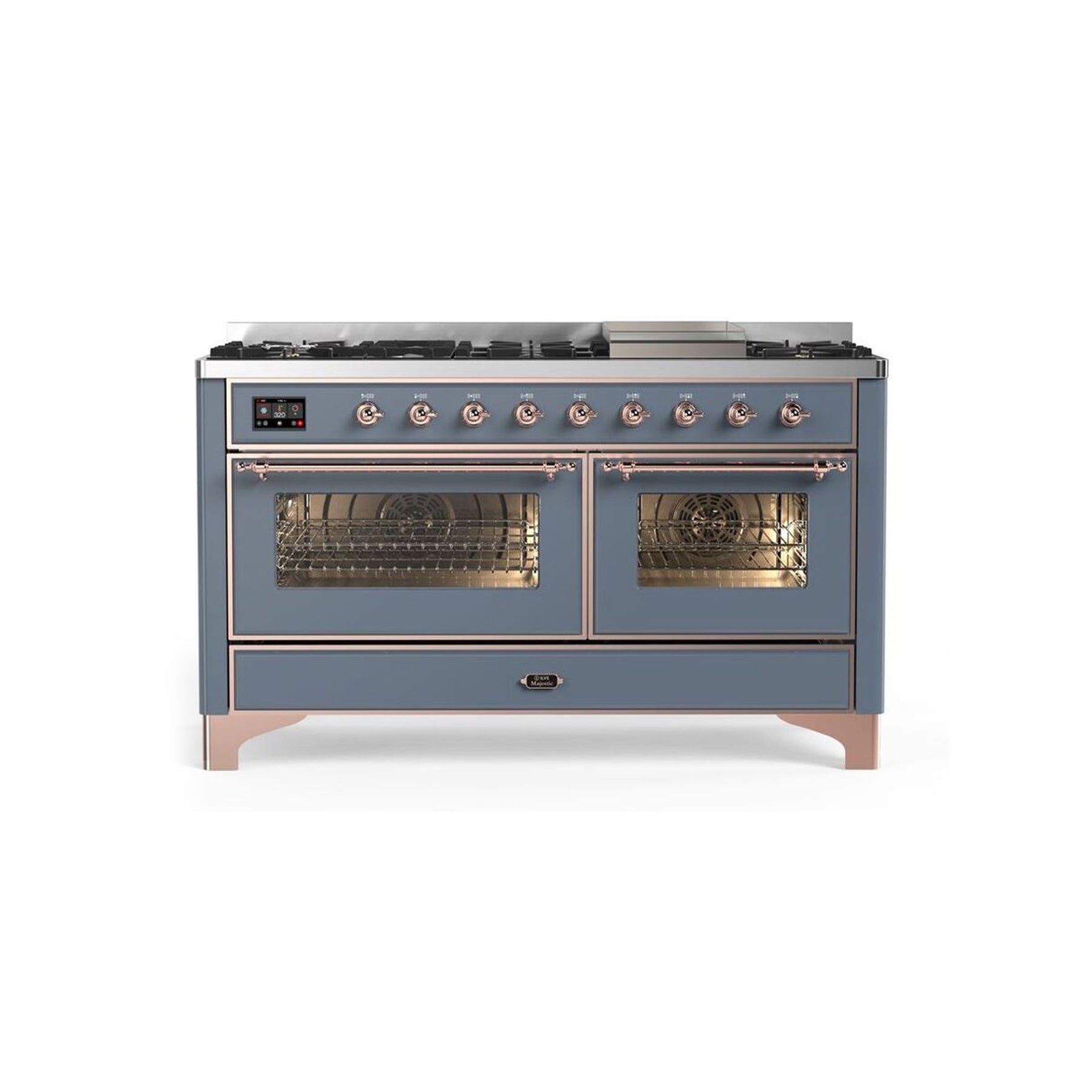 Ilve Majestic UM15FDNS3BGP 60" Blue Grey & Copper Dual Fuel Range
