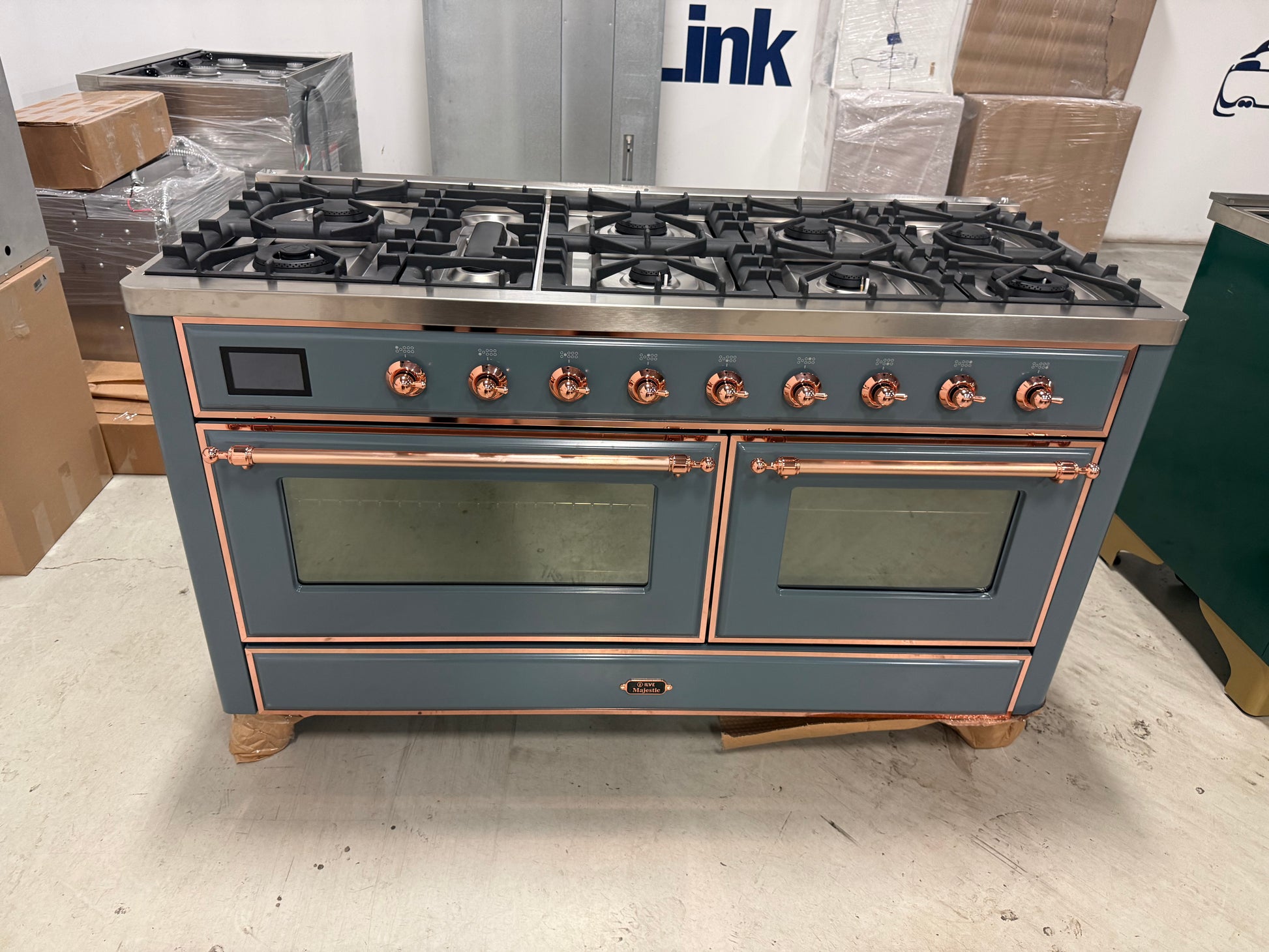 Luxury 60 inch retro Italian freestanding double oven gas range with copper knobs by ILVE