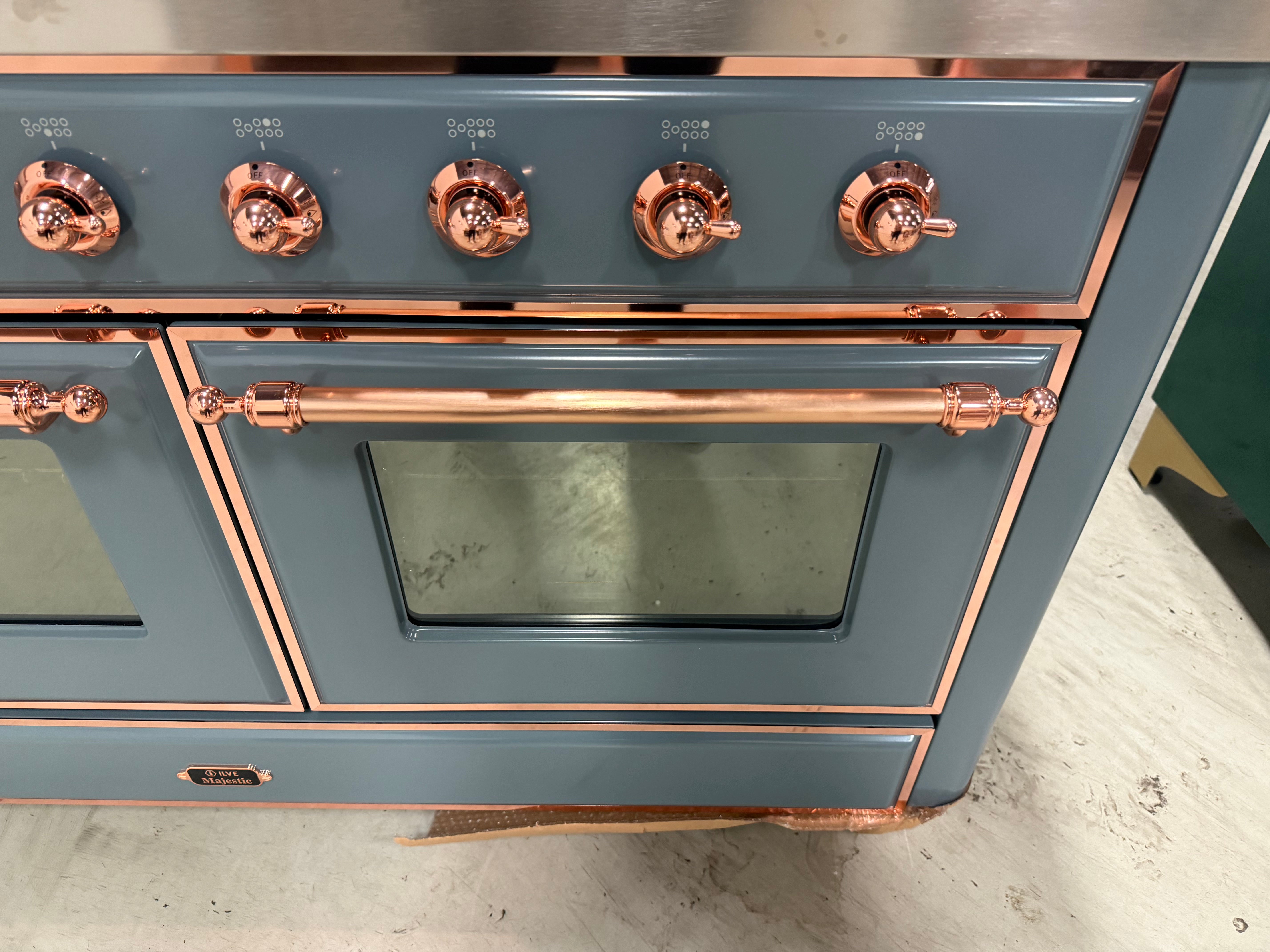 Ilve Majestic UM15FDNS3BGP 60" Blue Grey & Copper Dual Fuel Range