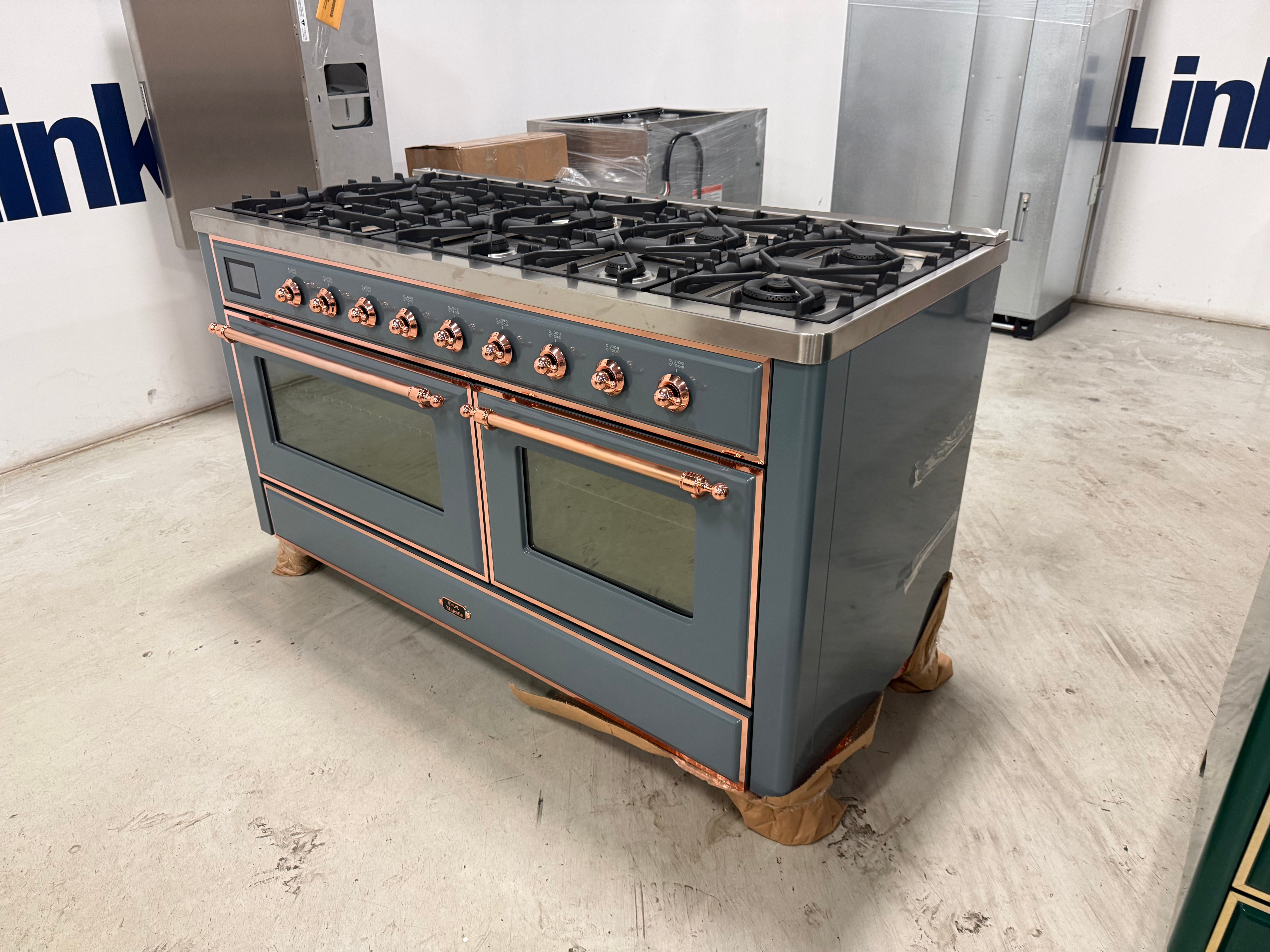 Ilve Majestic UM15FDNS3BGP 60" Blue Grey & Copper Dual Fuel Range