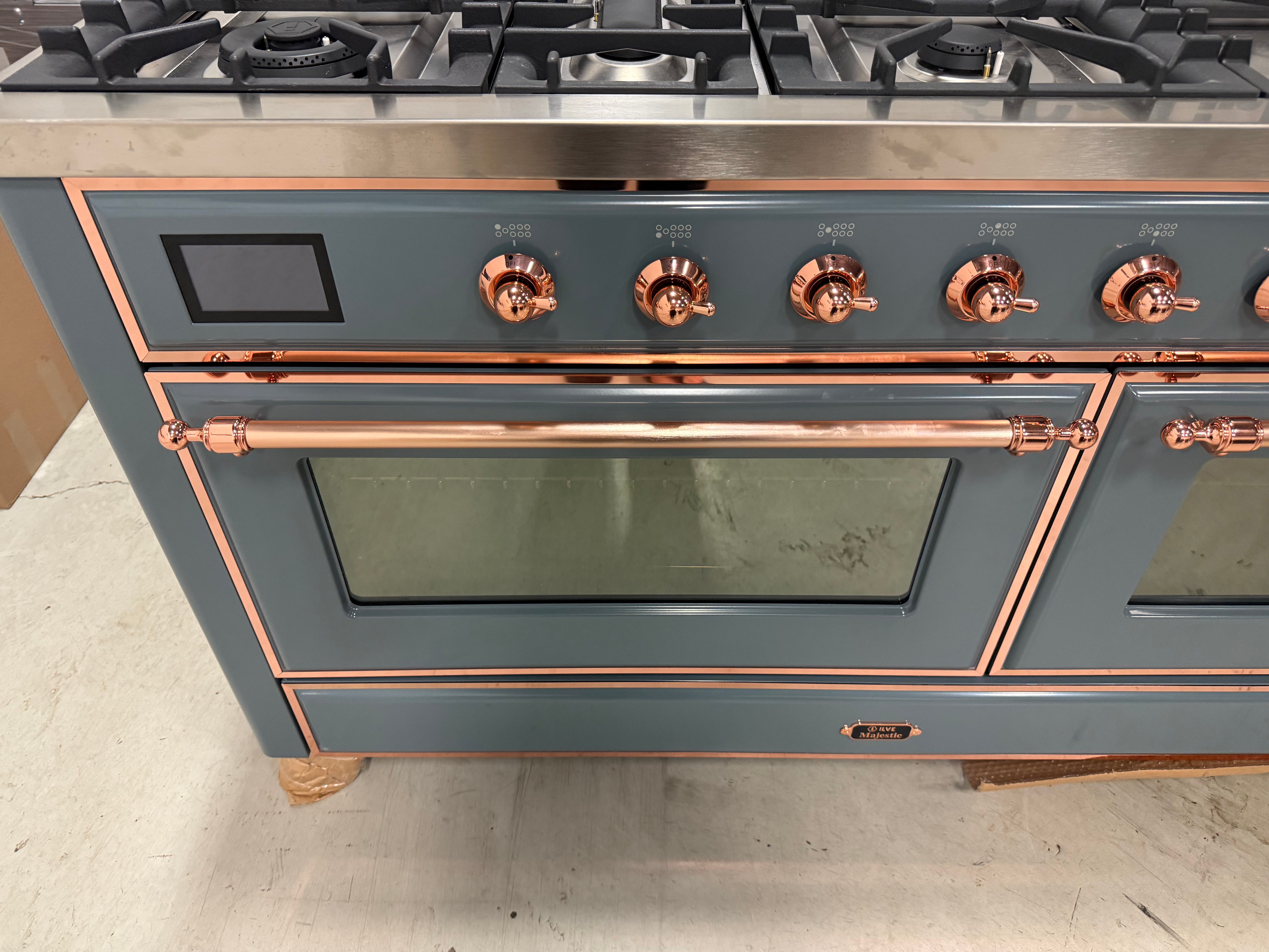 Ilve Majestic UM15FDNS3BGP 60" Blue Grey & Copper Dual Fuel Range