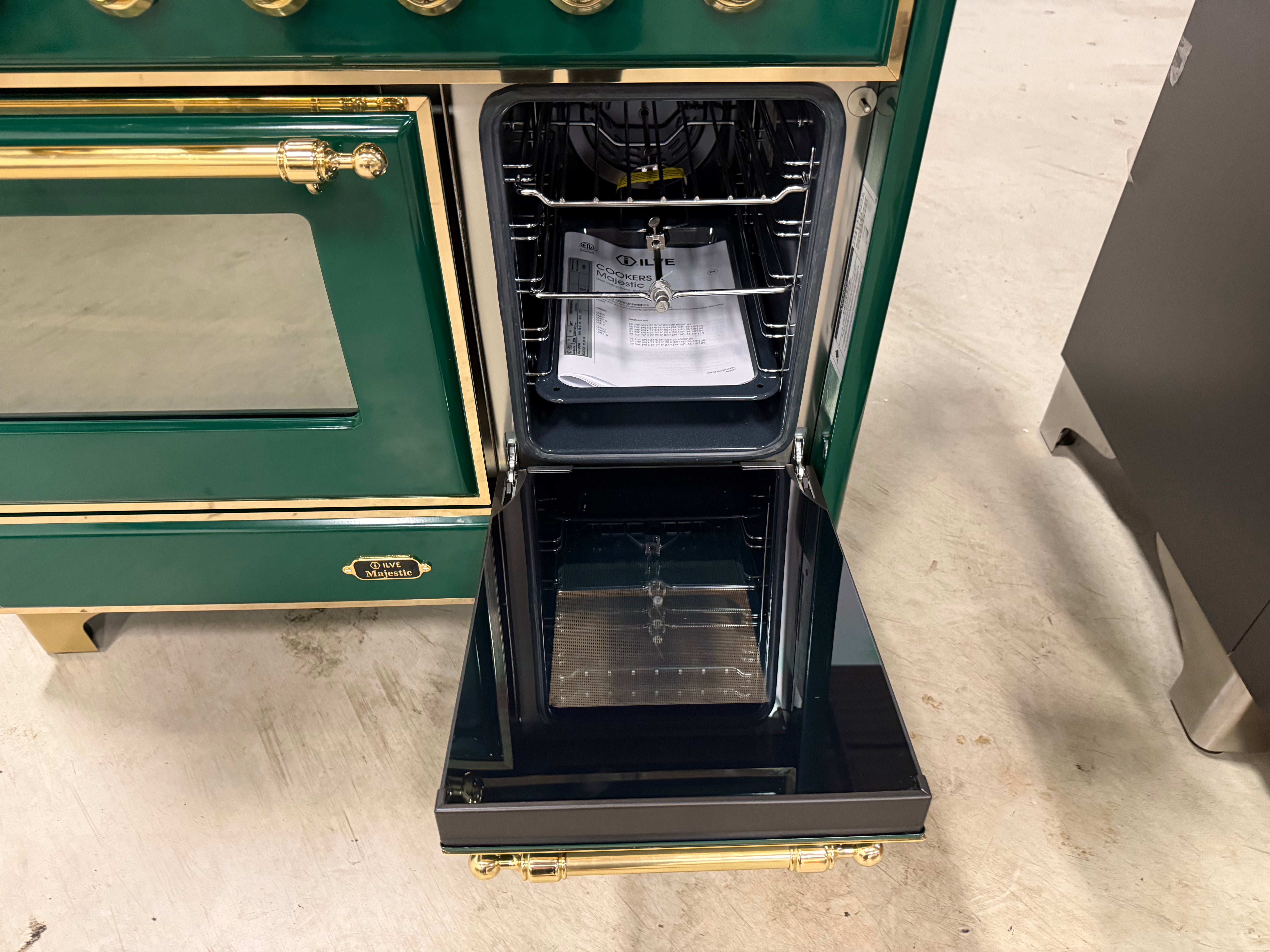 Ilve Majestic UMDI10NS3 40" Emerald Green & Brass Induction Range