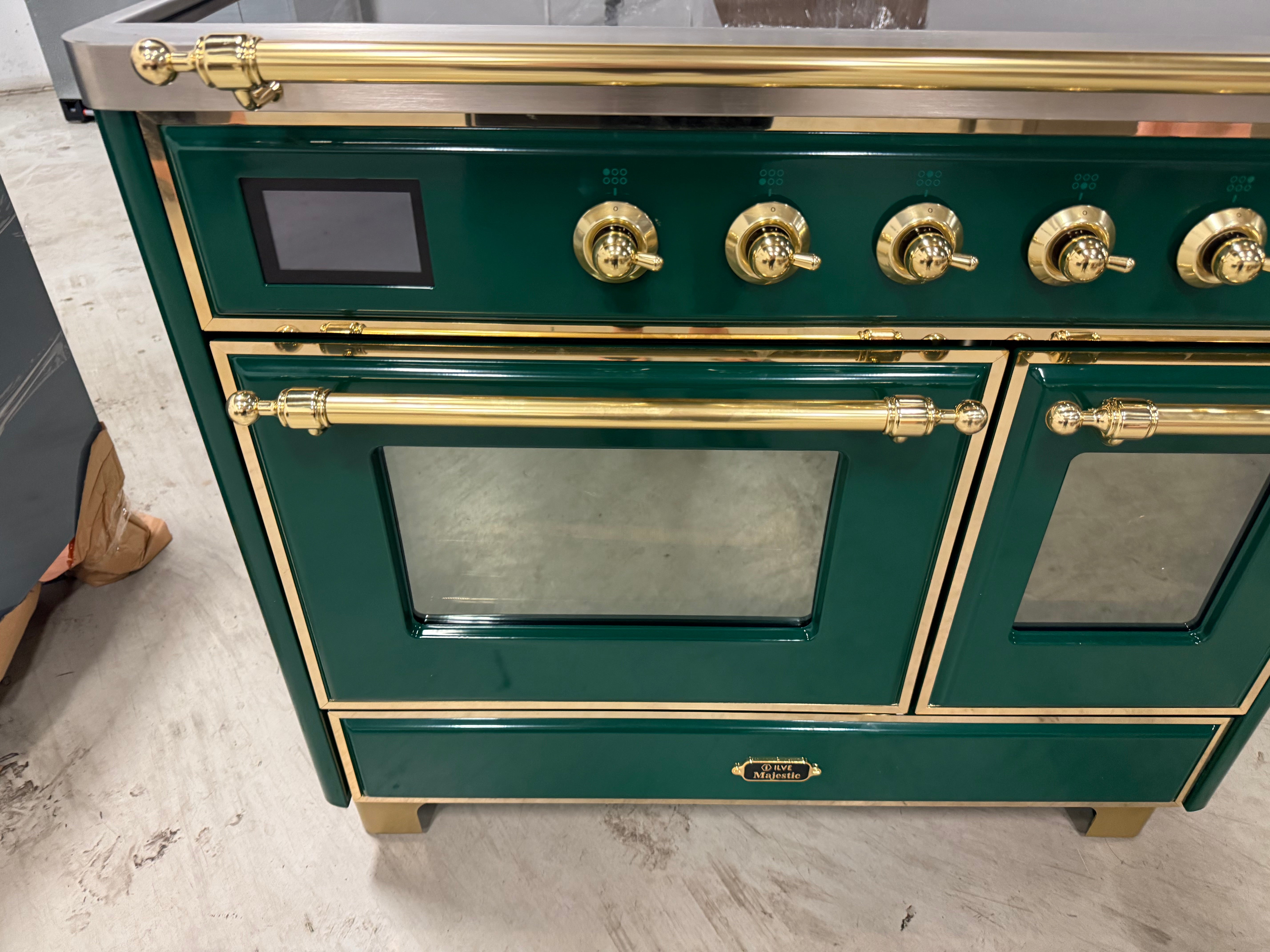 Ilve Majestic UMDI10NS3 40" Emerald Green & Brass Induction Range