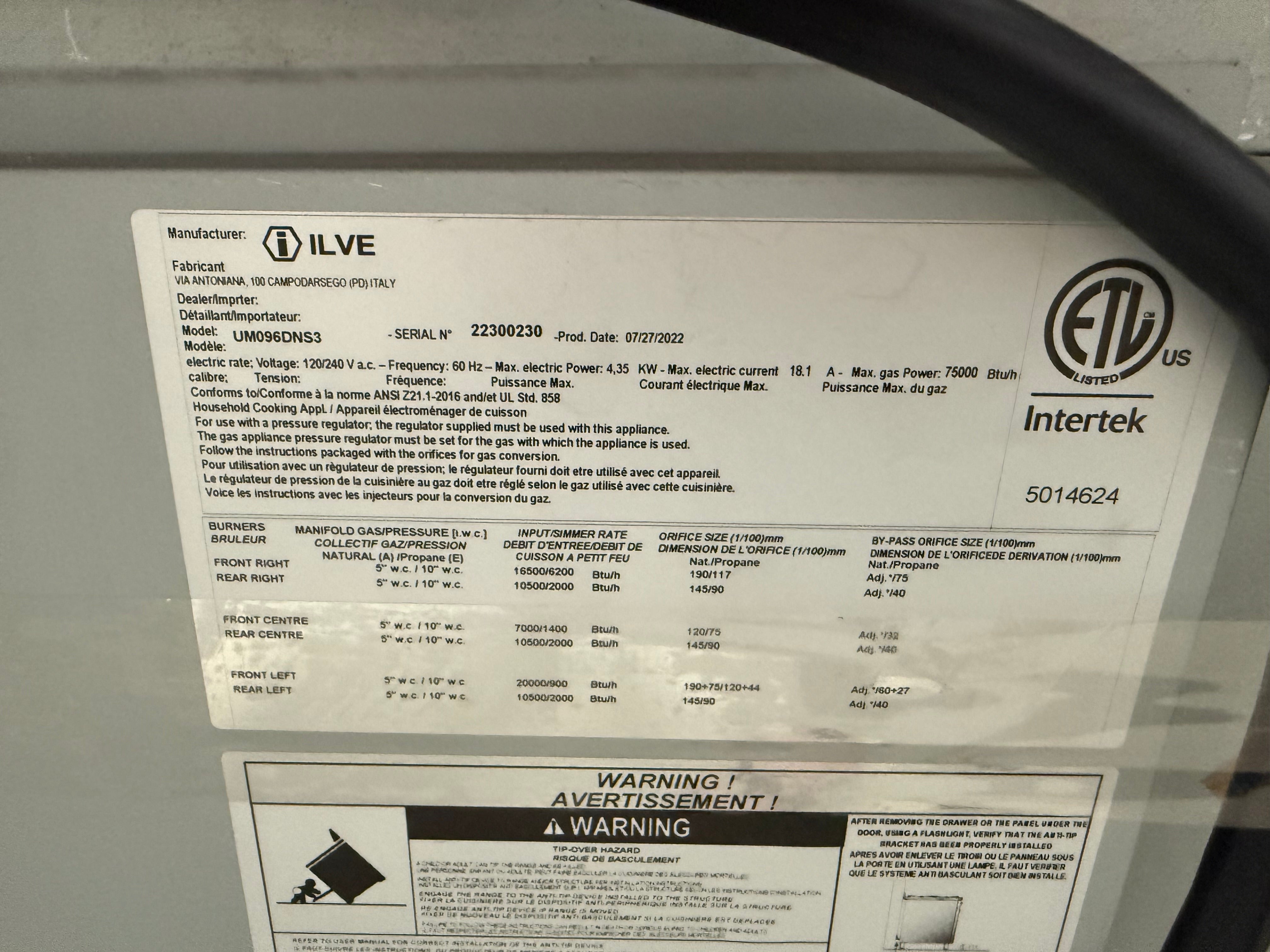 Ilve Majestic UM096DNS3MGC 36" Matte Graphite & Chrome Dual Fuel Range