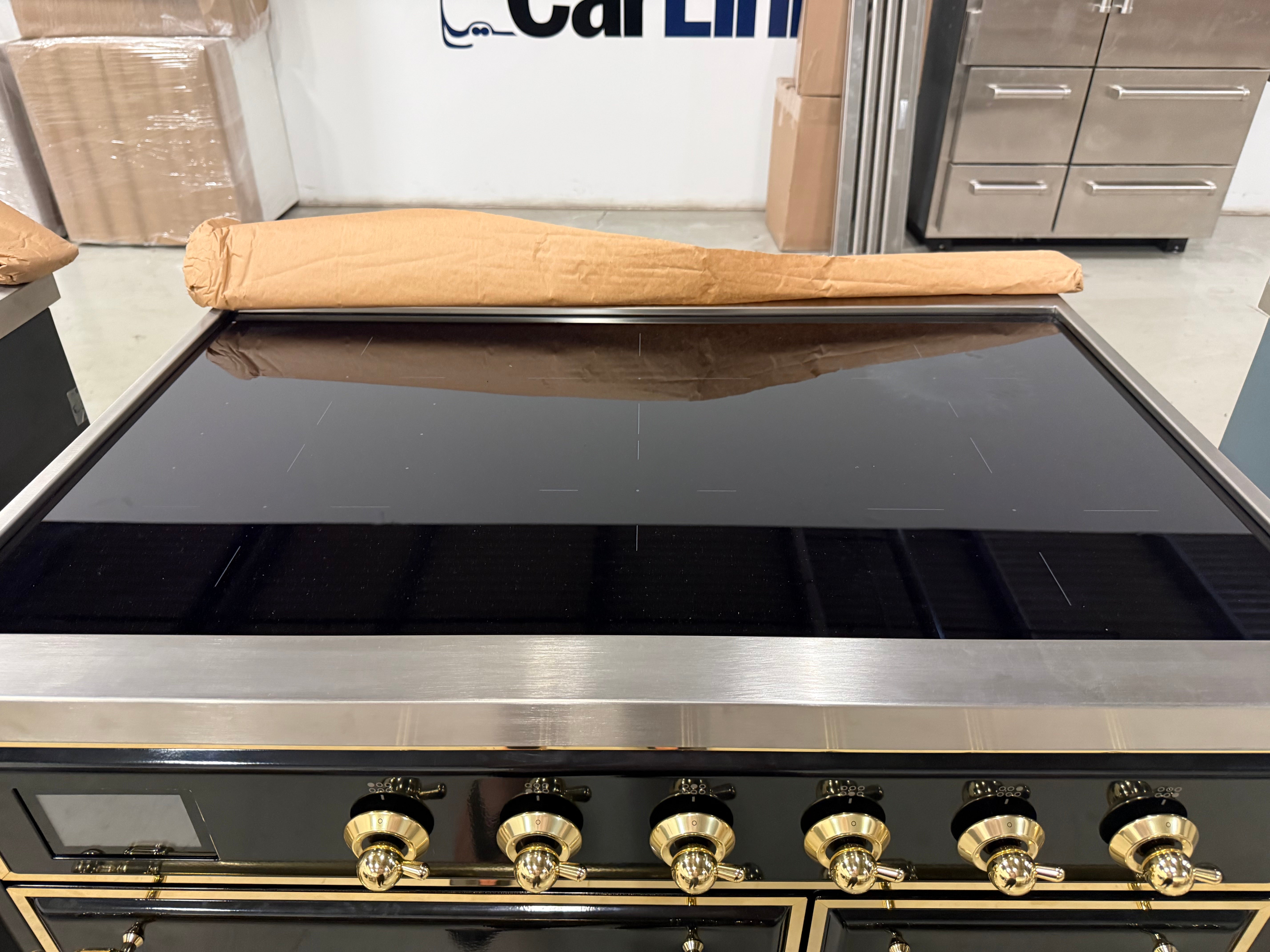 Ilve Majestic UMDI10NS3BKG 40" Glossy Black & Brass Induction Range