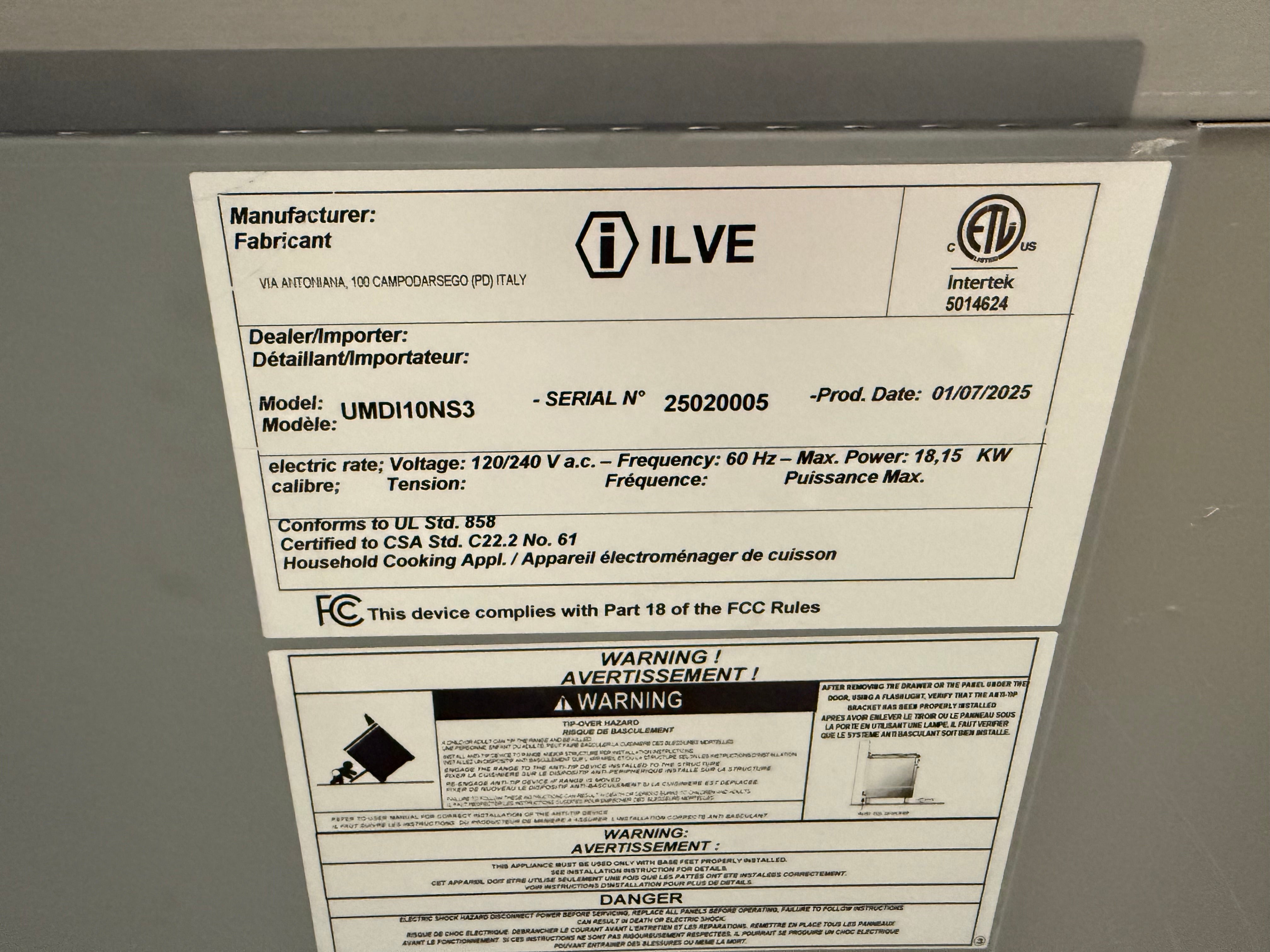 Ilve Majestic UMDI10NS3BKG 40" Glossy Black & Brass Induction Range