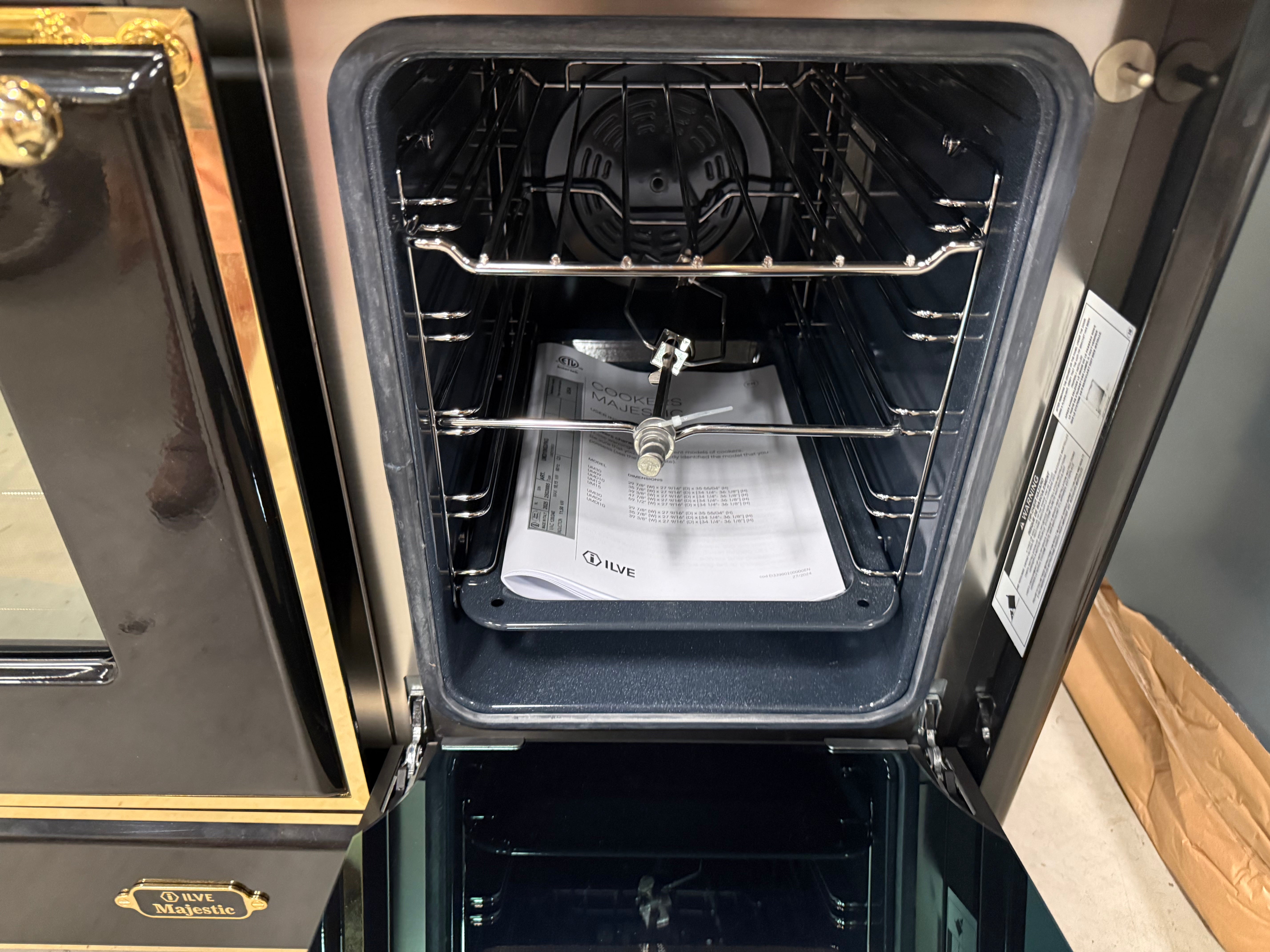 Ilve Majestic UMDI10NS3BKG 40" Glossy Black & Brass Induction Range