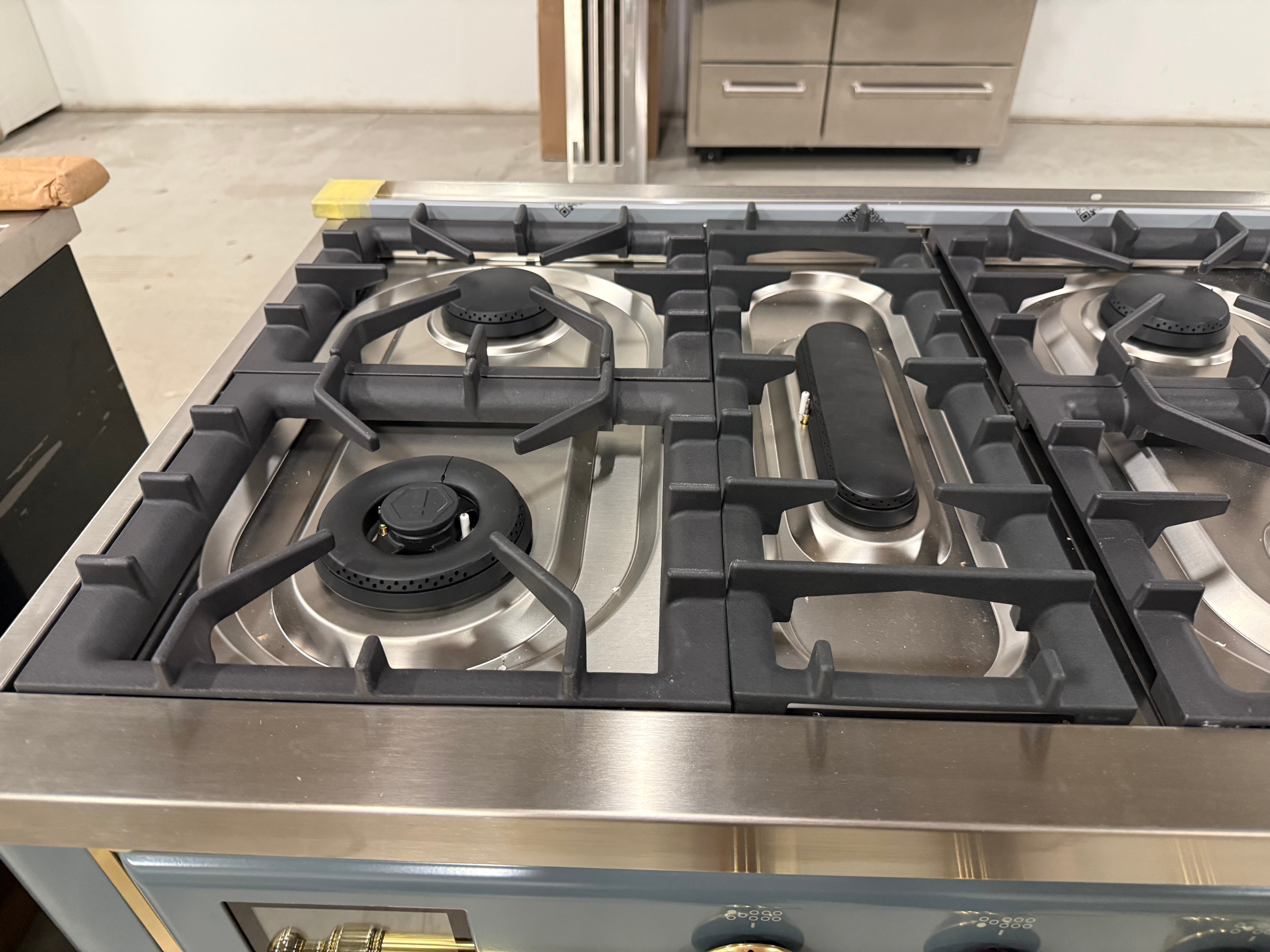 Ilve Majestic UM15FDNS3BGG 60" Blue Grey & Brass Dual Fuel Range