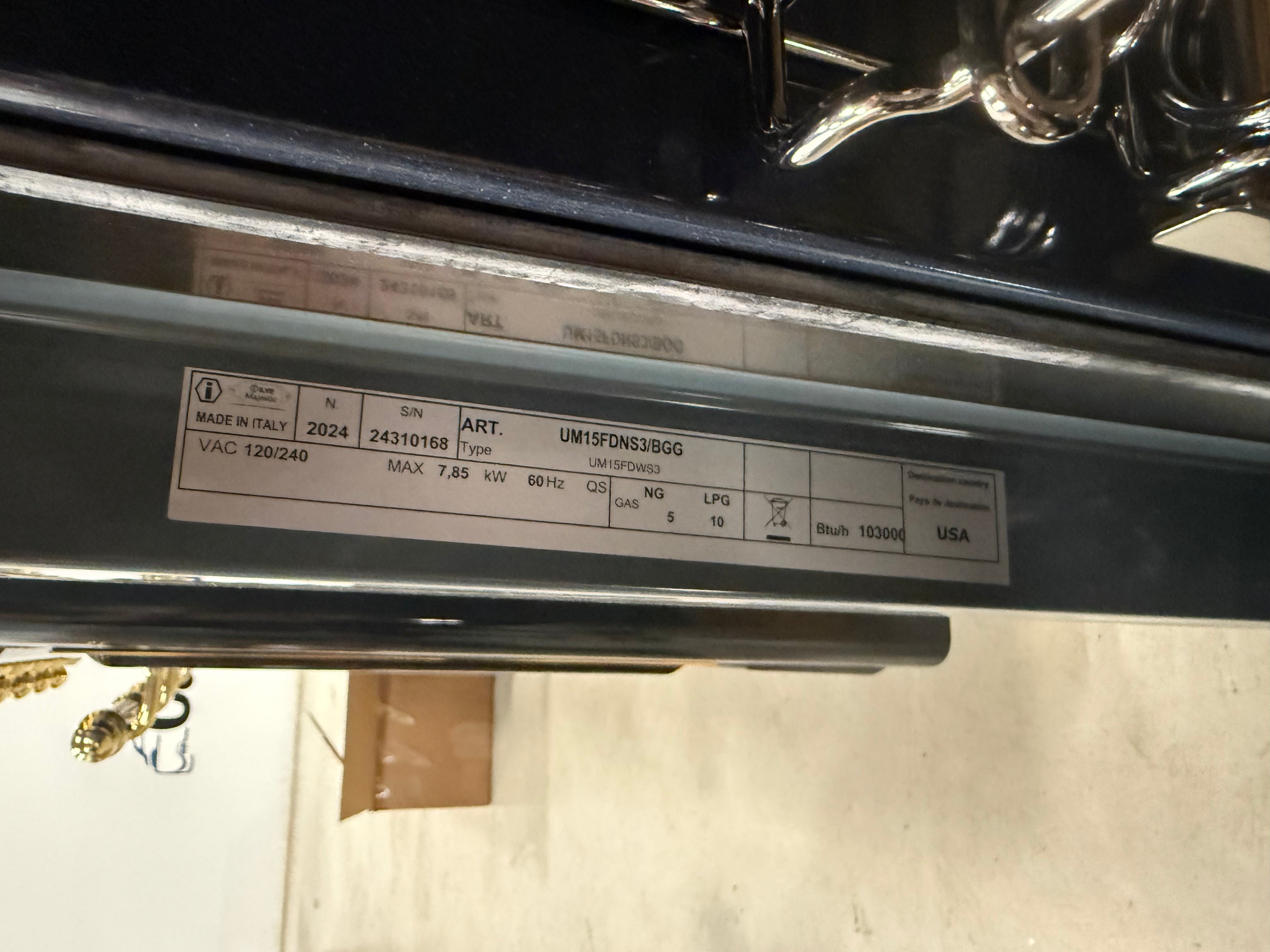Ilve Majestic UM15FDNS3BGG 60" Blue Grey & Brass Dual Fuel Range