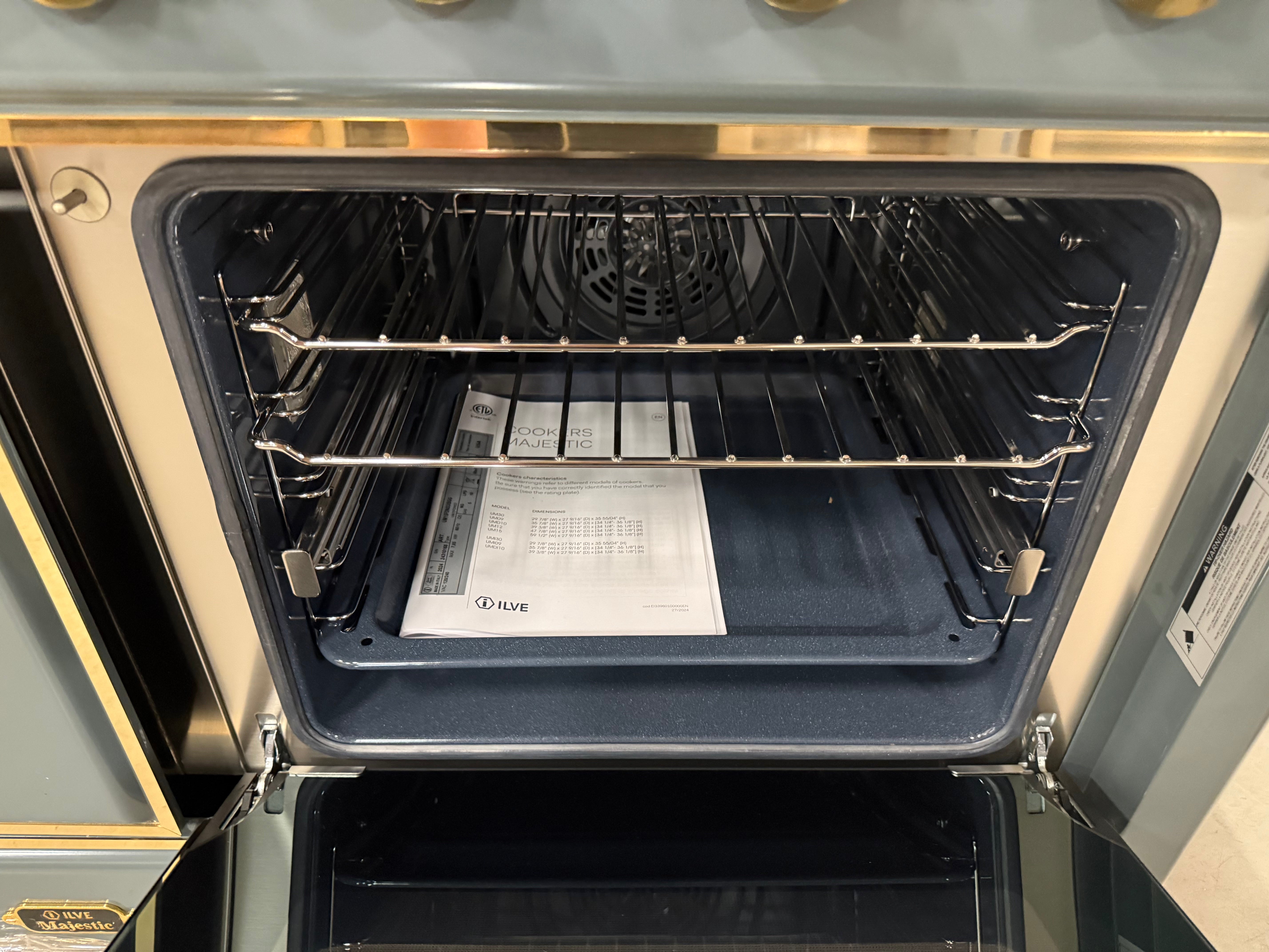 Ilve Majestic UM15FDNS3BGG 60" Blue Grey & Brass Dual Fuel Range