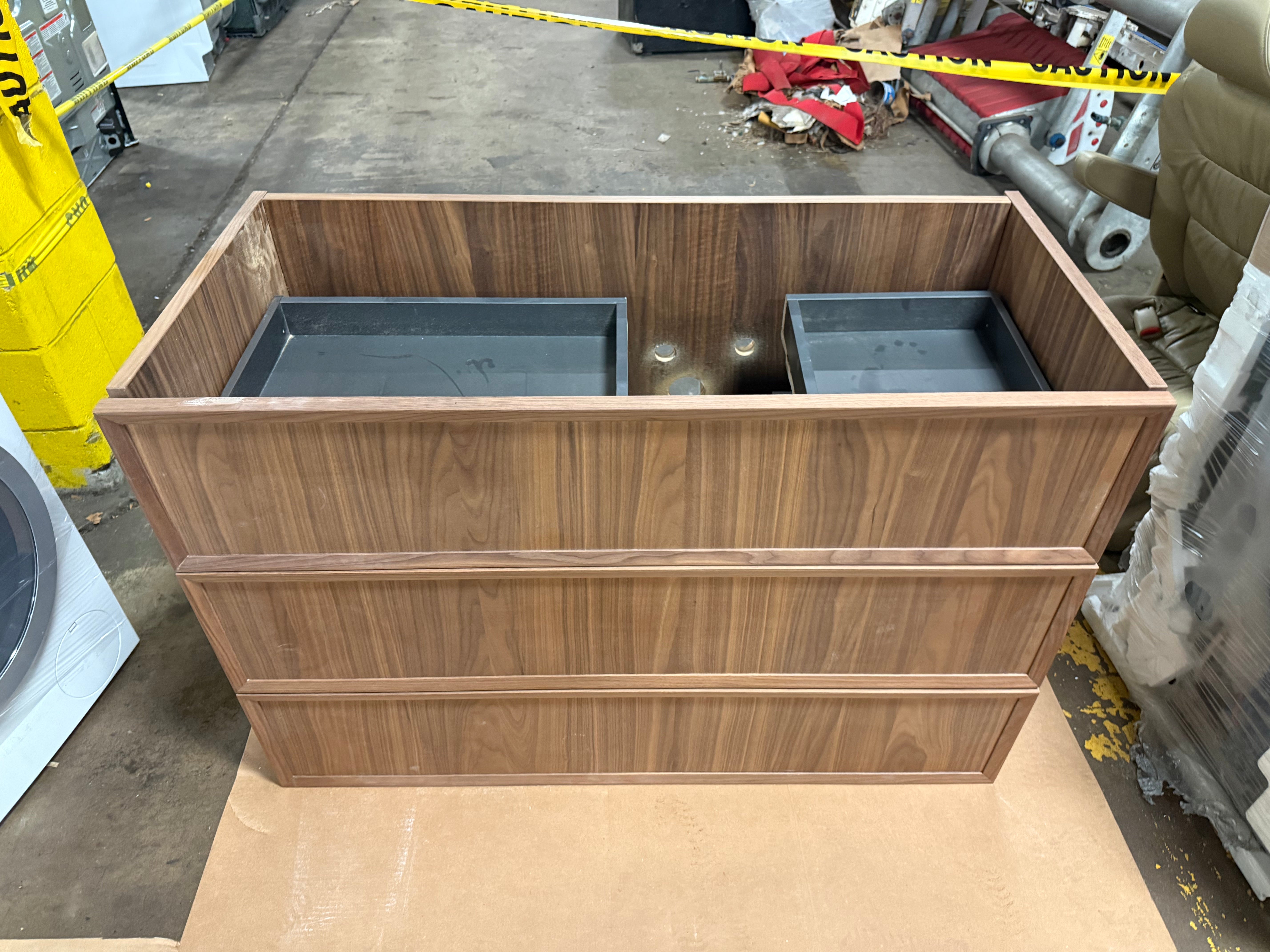 DOCA Modern 39 inch single bathroom vanity base in Nogal Natural walnut front profile view