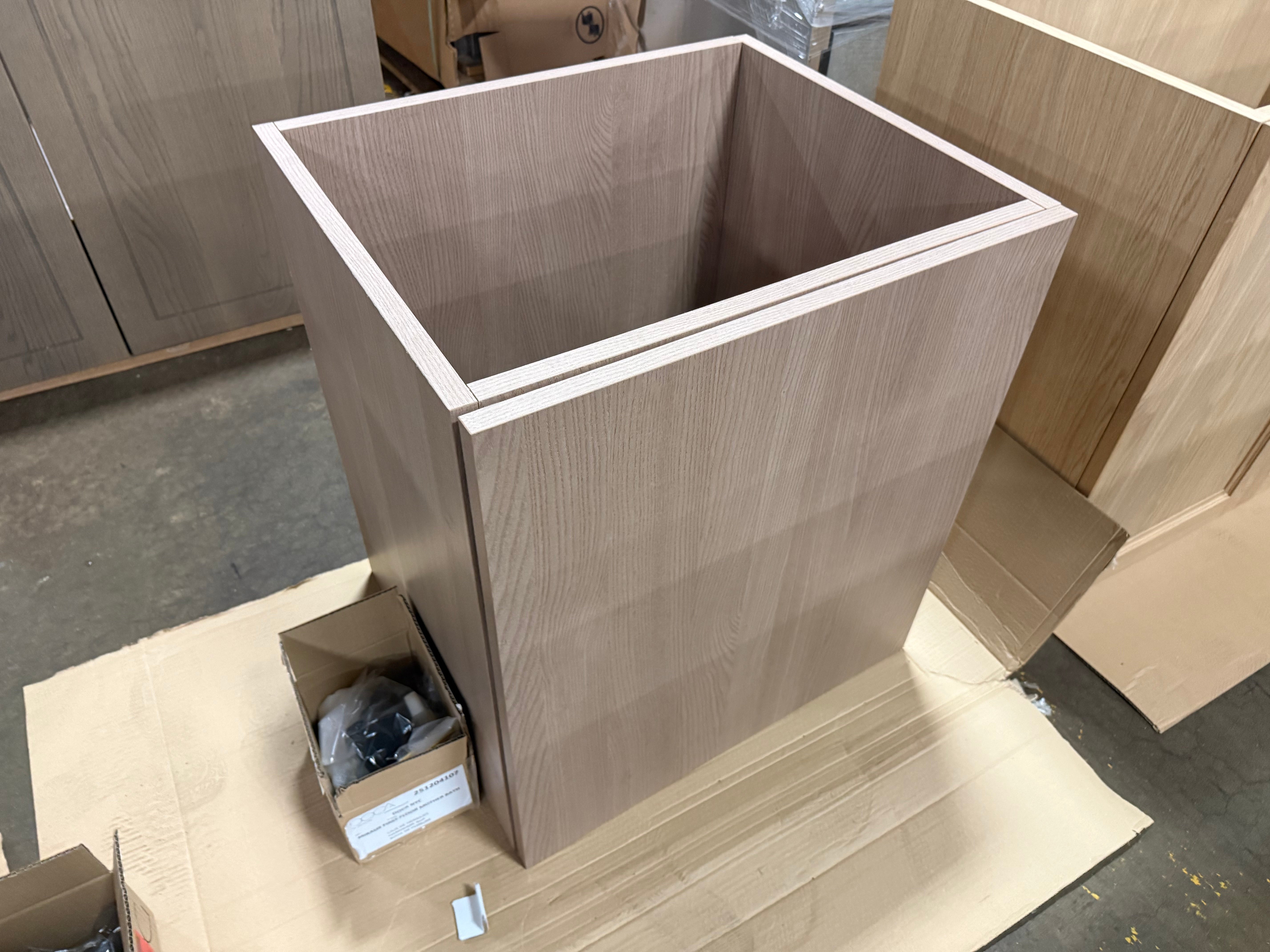 DOCA Modern 26 inch single bathroom vanity base in textured Cusco laminate front profile view