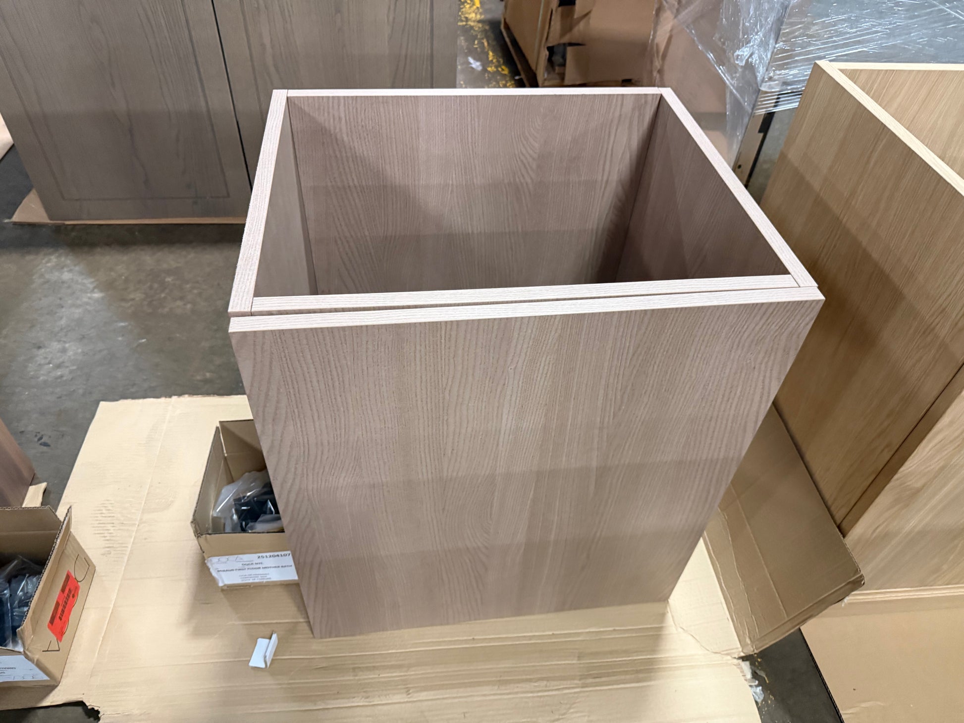 Close up view of the durable matte textured Cusco laminate finish on a DOCA 26 inch vanity cabinet