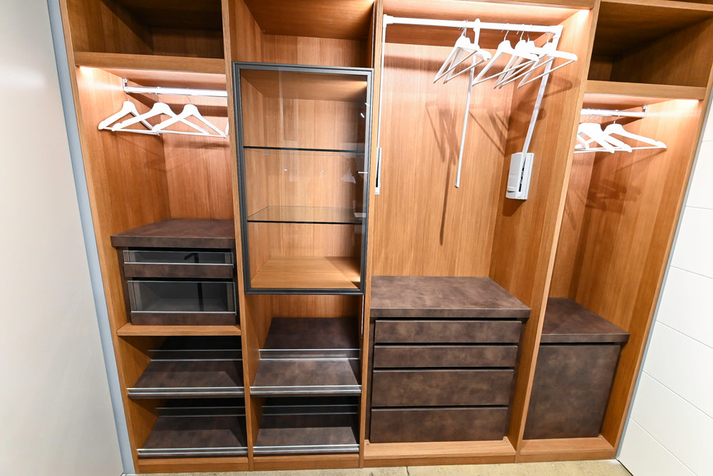 Modern Natural Wood Toned Complete Wardrobe Closet System