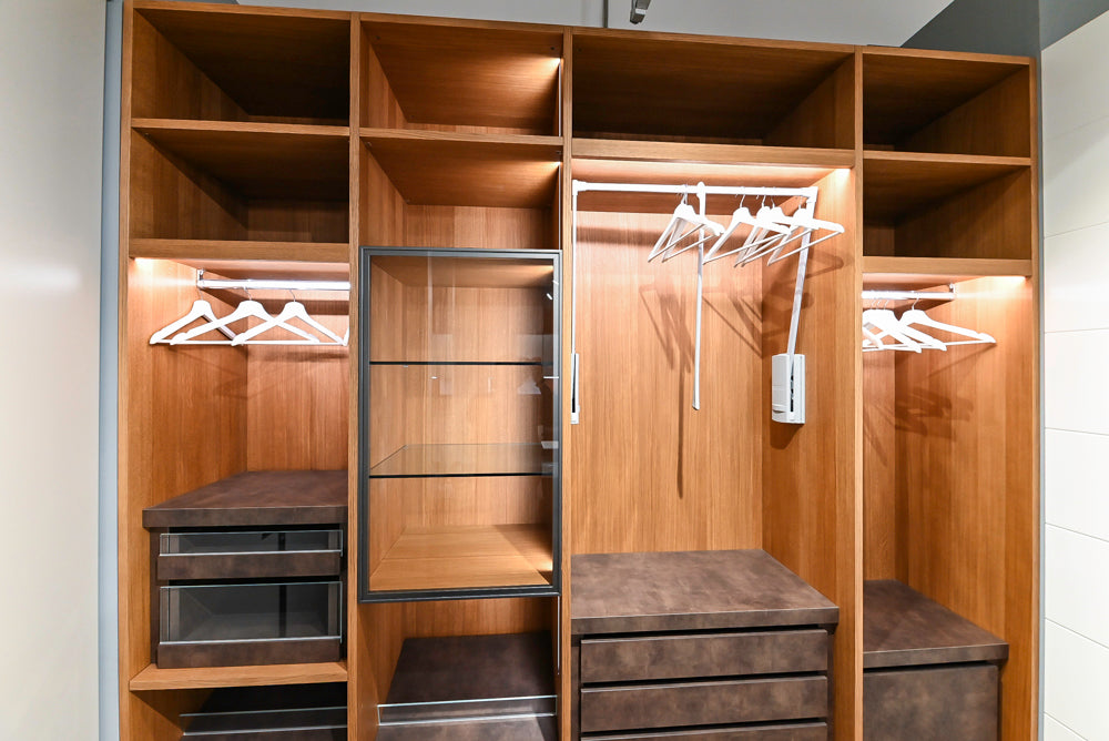 Modern Natural Wood Toned Complete Wardrobe Closet System
