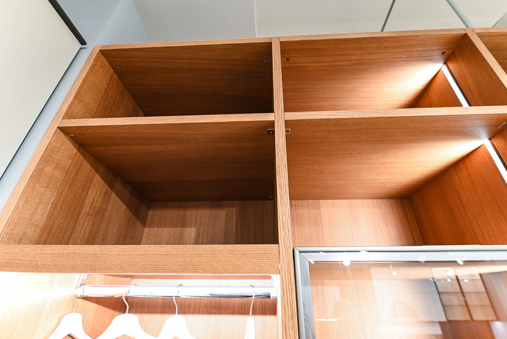 Modern Natural Wood Toned Complete Wardrobe Closet System