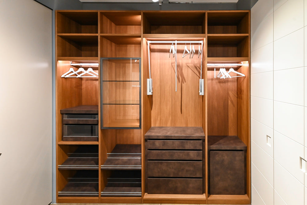 Modern Natural Wood Toned Complete Wardrobe Closet System