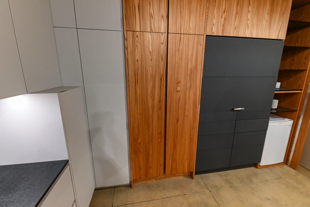 Modern Natural Wood Toned Hideaway Door Pantry