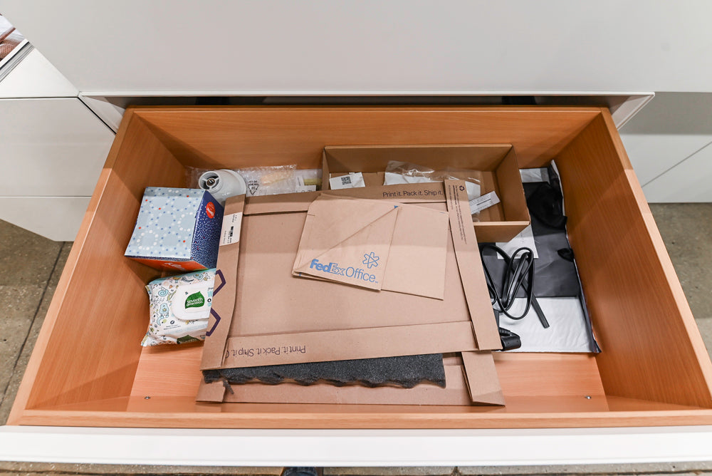 White Modern Vanity Set with Double Sinks and Matching Wardrobe Closet System