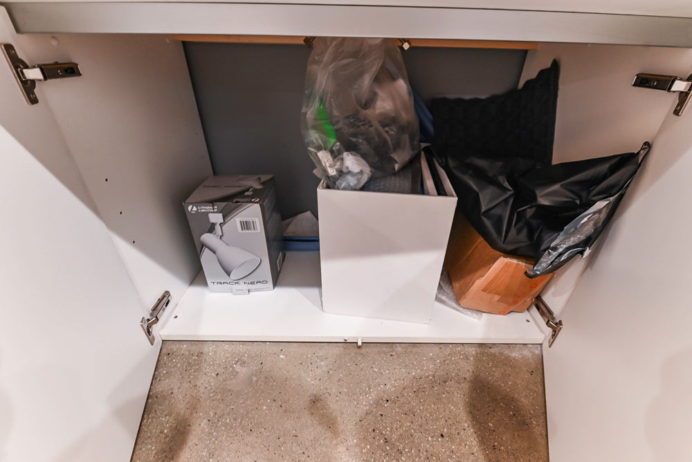 White Modern Vanity Set with Double Sinks and Matching Wardrobe Closet System