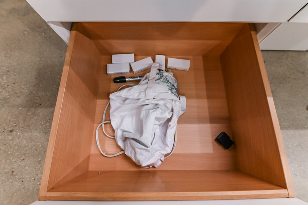 White Modern Vanity Set with Double Sinks and Matching Wardrobe Closet System