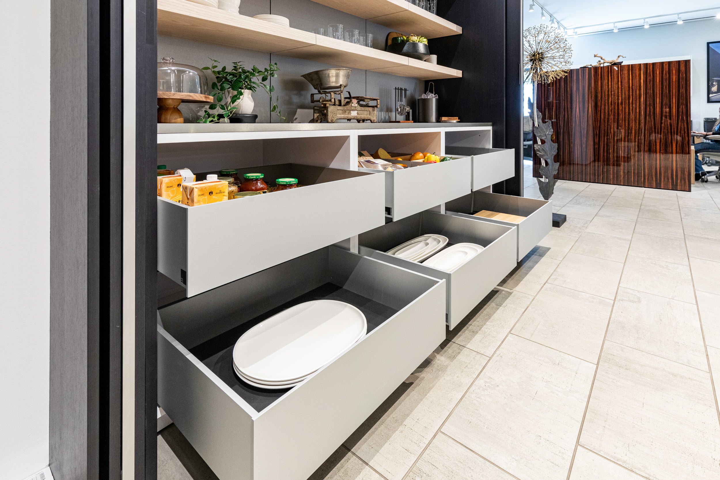 eggersmann USA E-Line Graphite Black Bi-Fold Pocket Door Pantry Wall