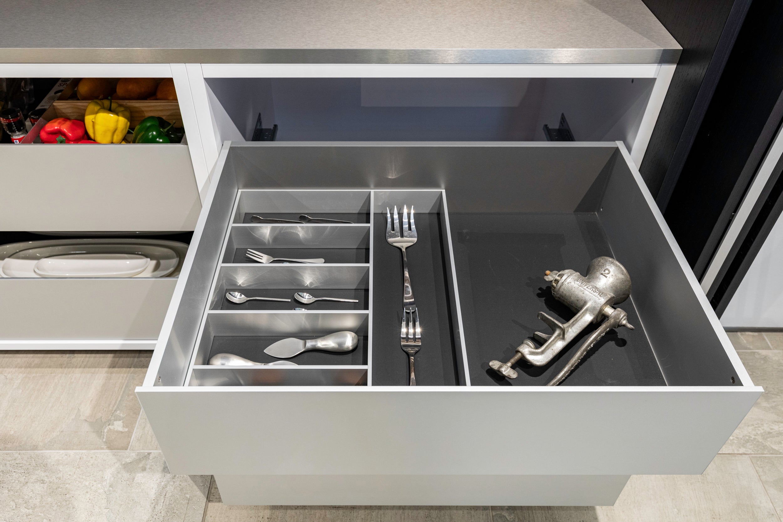 eggersmann USA E-Line Graphite Black Bi-Fold Pocket Door Pantry Wall
