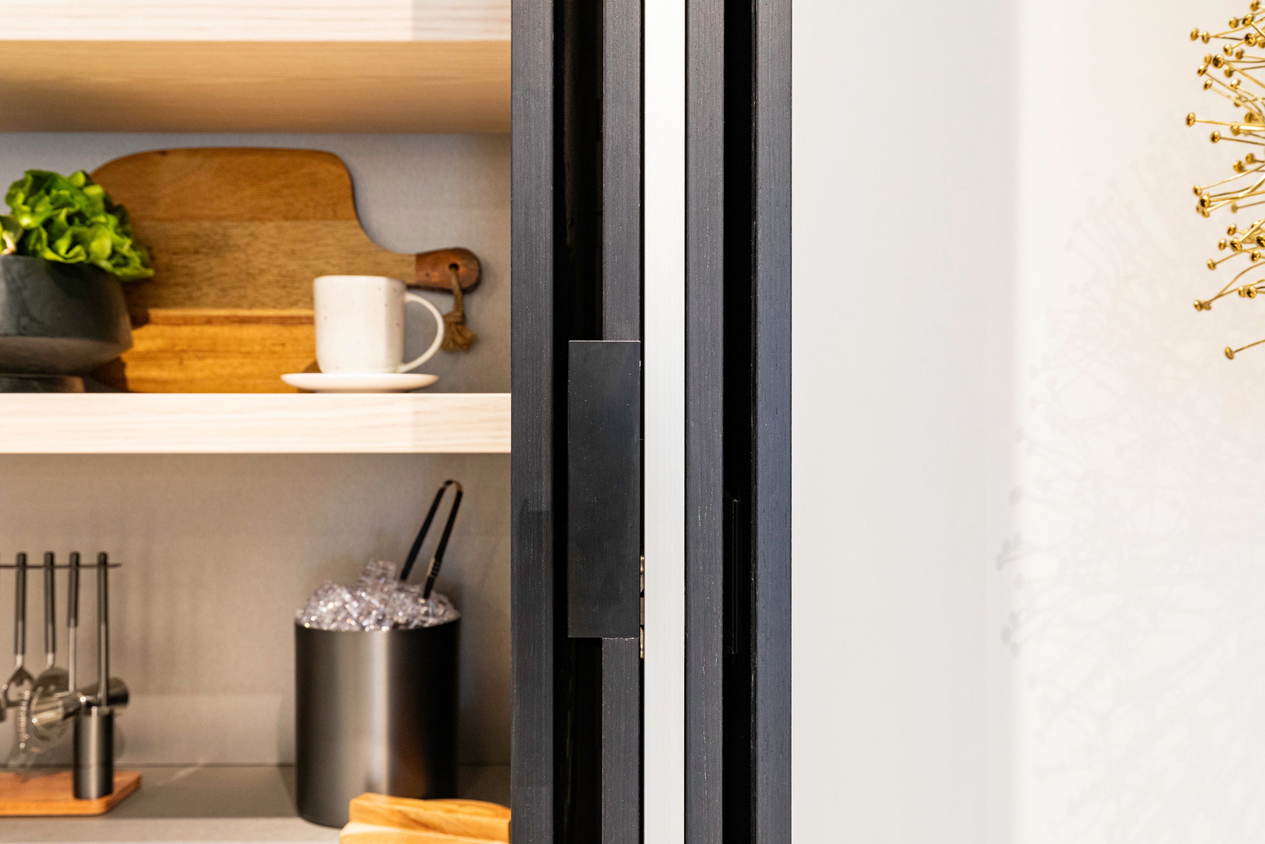 eggersmann USA E-Line Graphite Black Bi-Fold Pocket Door Pantry Wall