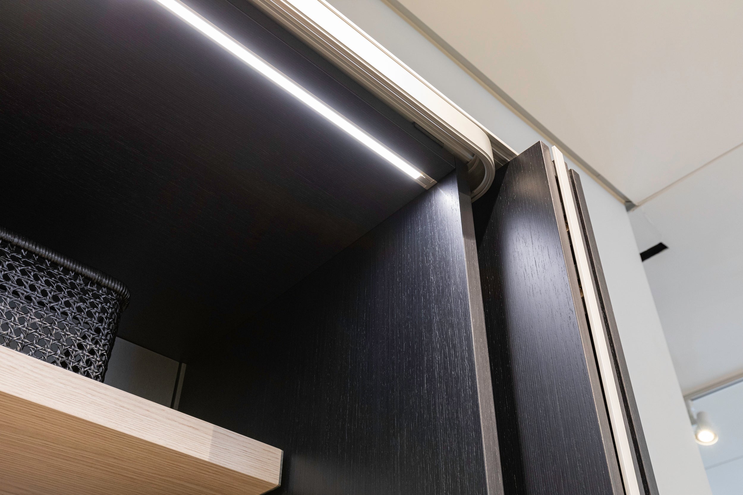 eggersmann USA E-Line Graphite Black Bi-Fold Pocket Door Pantry Wall